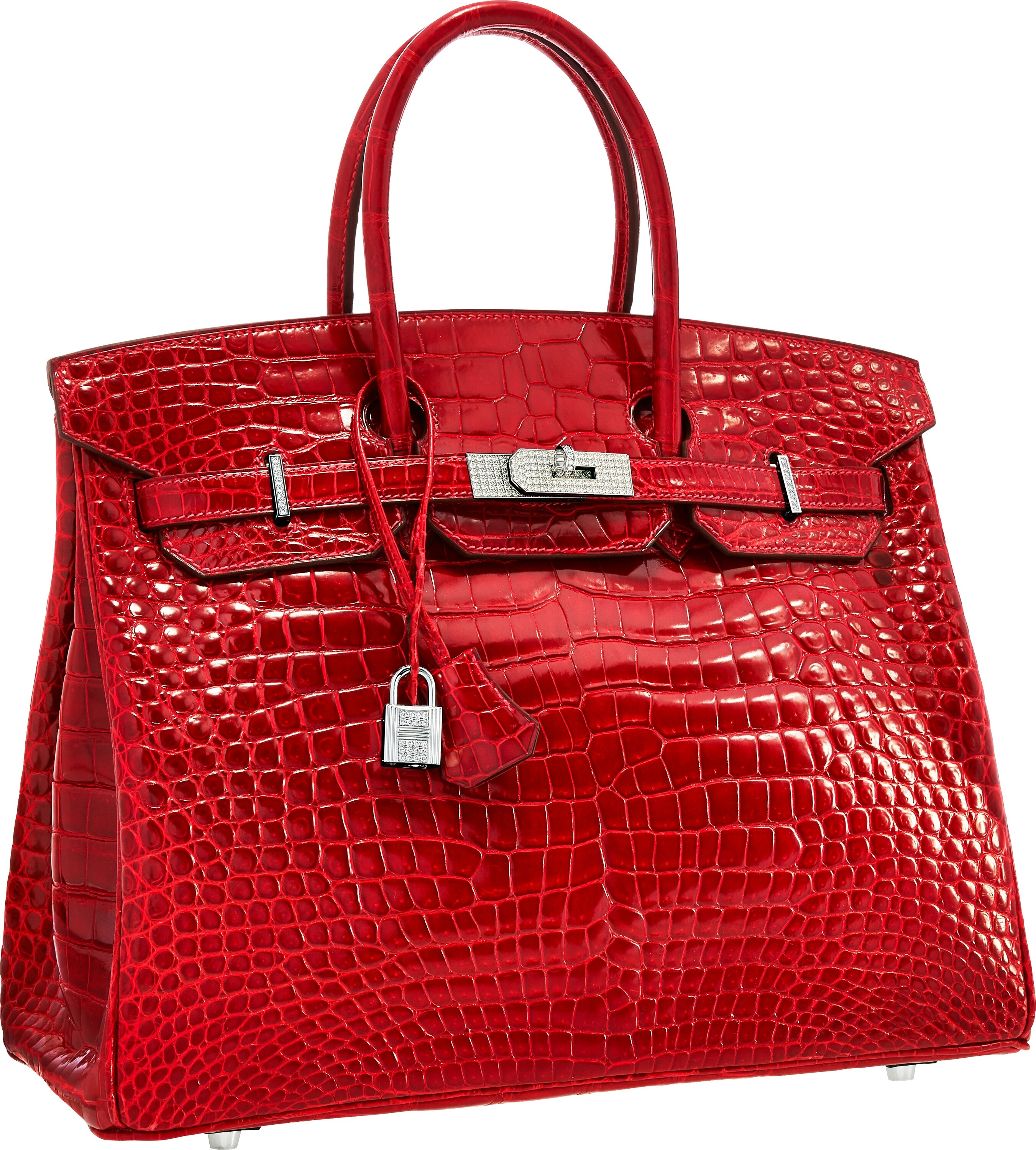 Hermes Extraordinary Collection 35cm Diamond, Shiny Braise Porosus ...