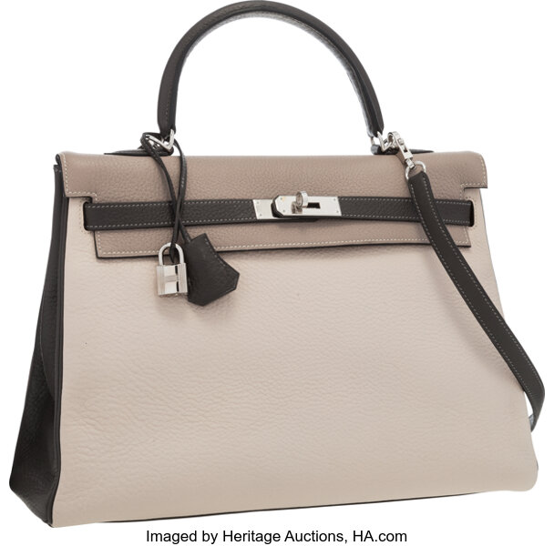 Replica Hermes Kelly 28cm Bag In Gris Tourterelle Epsom Leather GHW