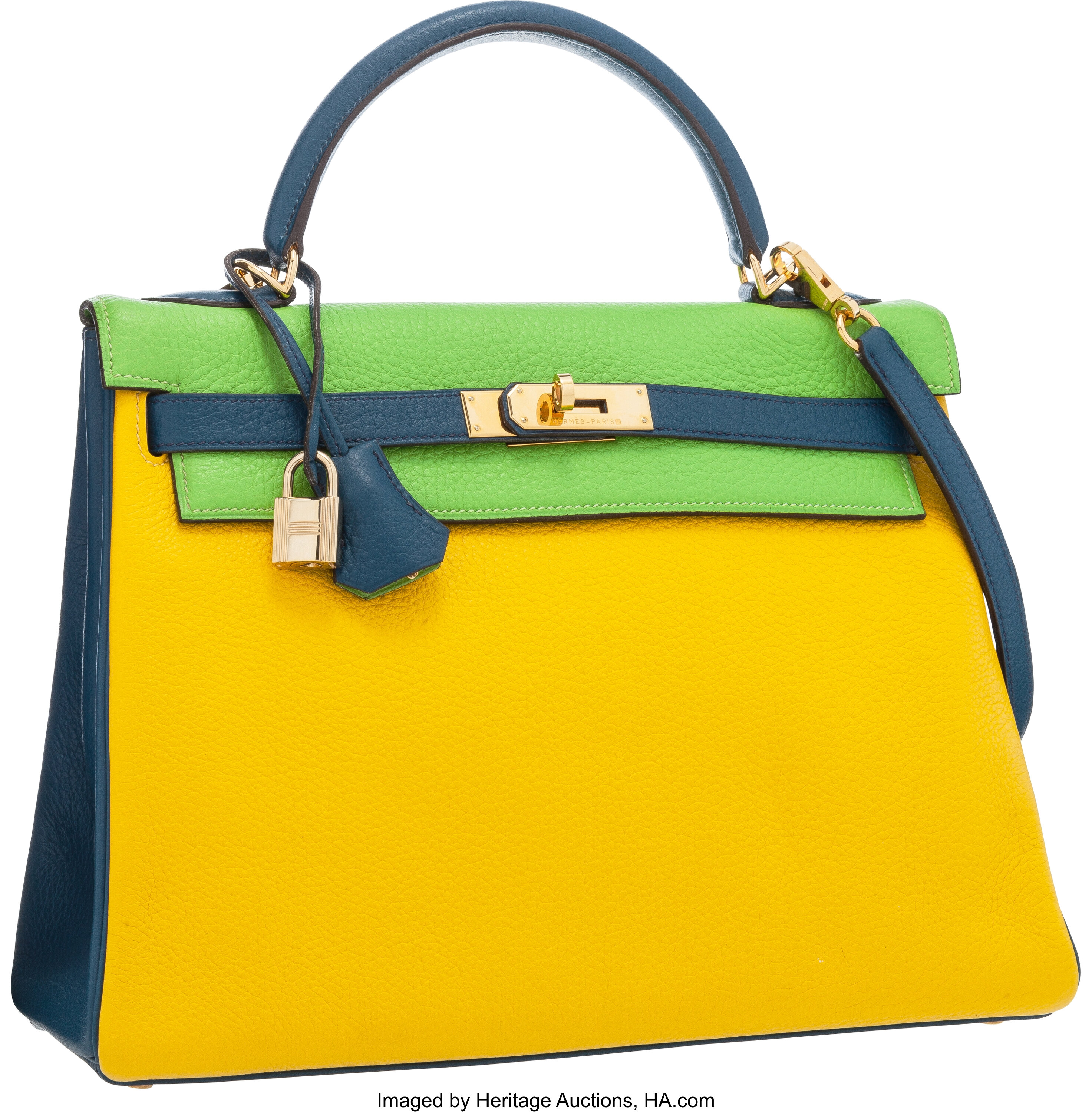 Hermès Vintage Vert Cru, Jaune, And Blue Thalassa Clemence Kelly