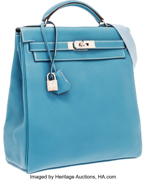 Kellyado leather backpack Hermès Blue in Leather - 18126327