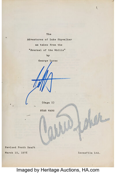 A Carrie Fisher Signed Script From Star Wars Total 2 Items Lot 89108 Heritage Auctions