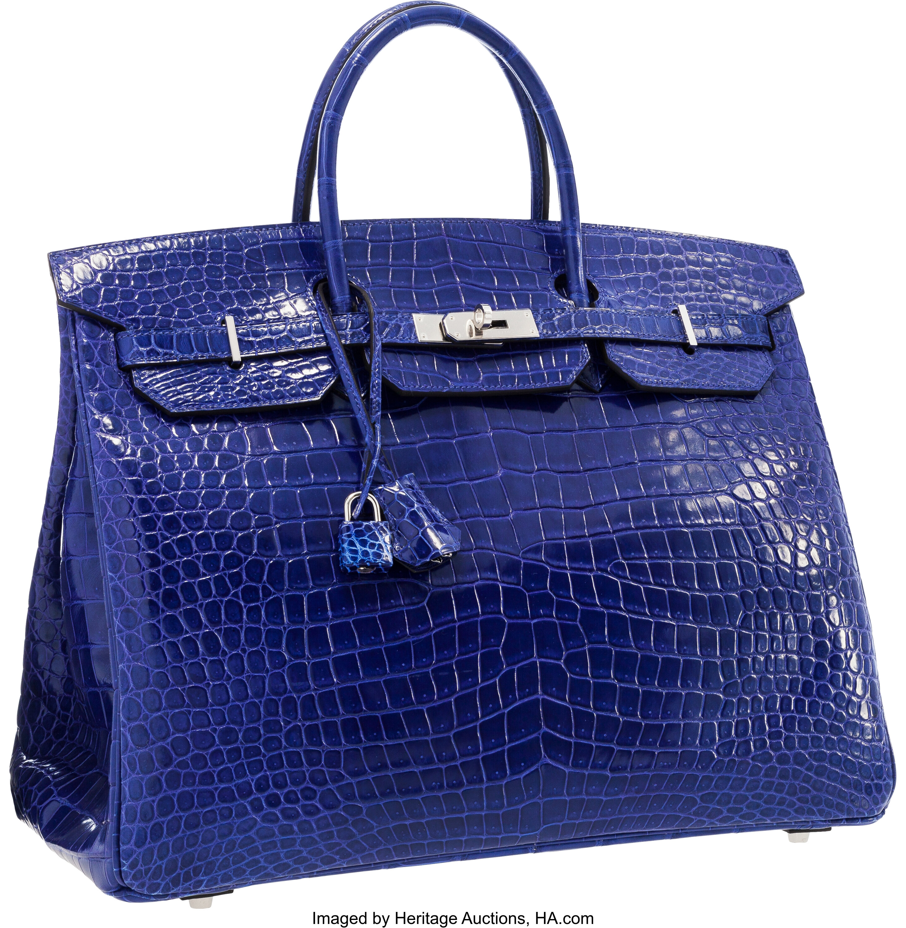 Sold at Auction: Hermes Birkin 25 Bag. Electric Blue Crocodile