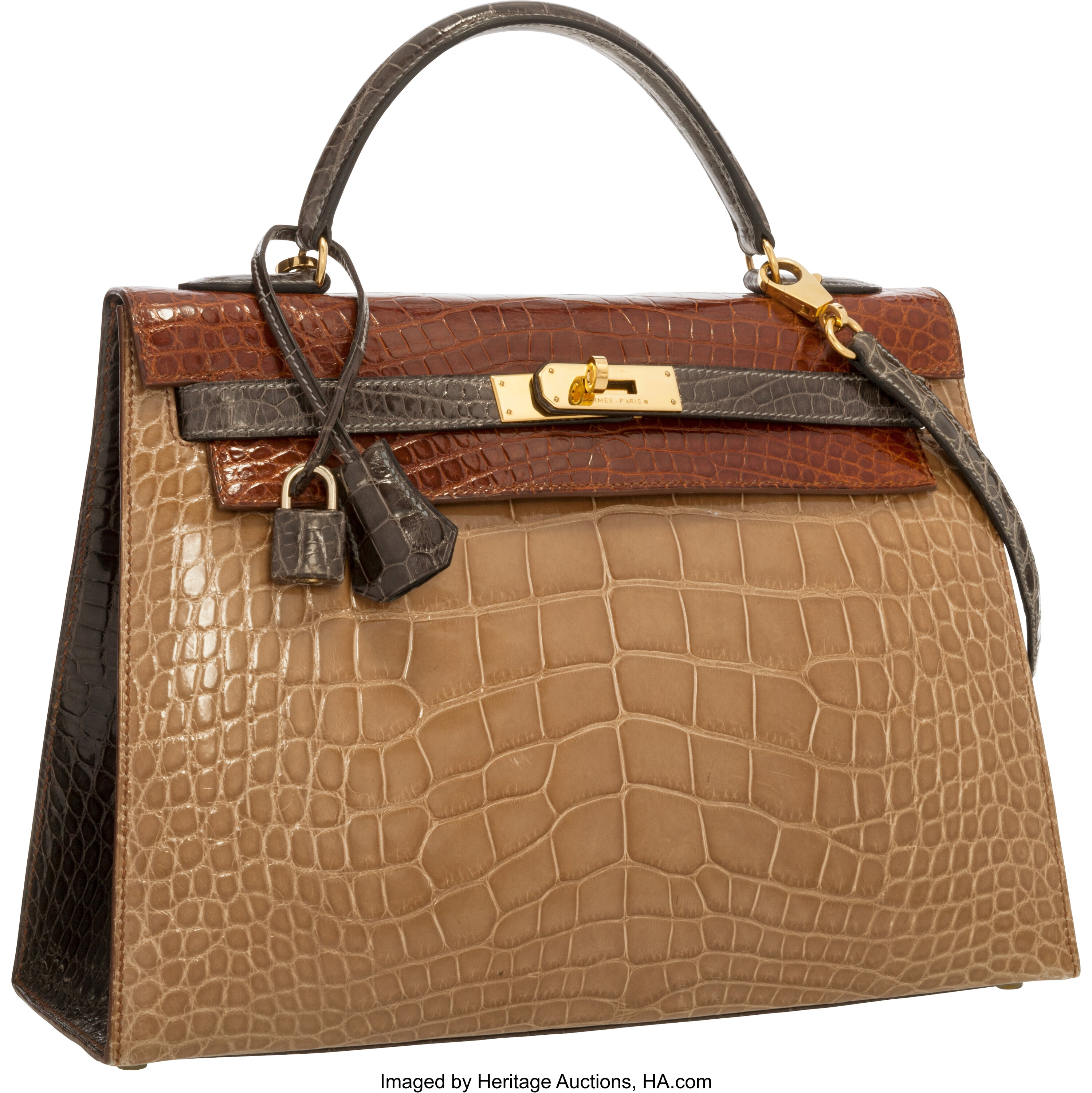 Orange Hermes Kelly 32cm Shiny Croc