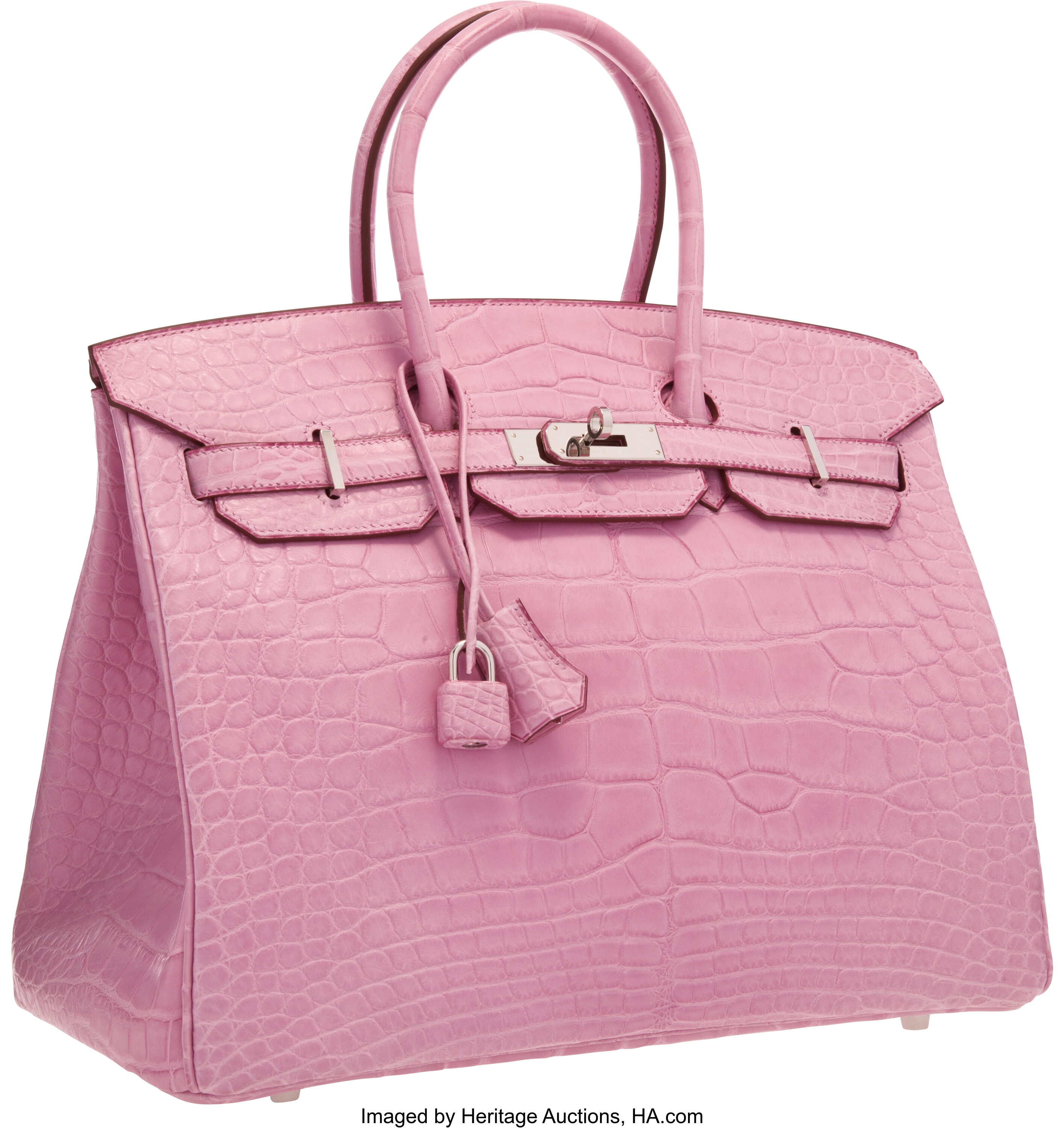 Hermes 35cm Matte Pink 5P Alligator Birkin Bag with Palladium | Lot #58005 | Heritage Auctions