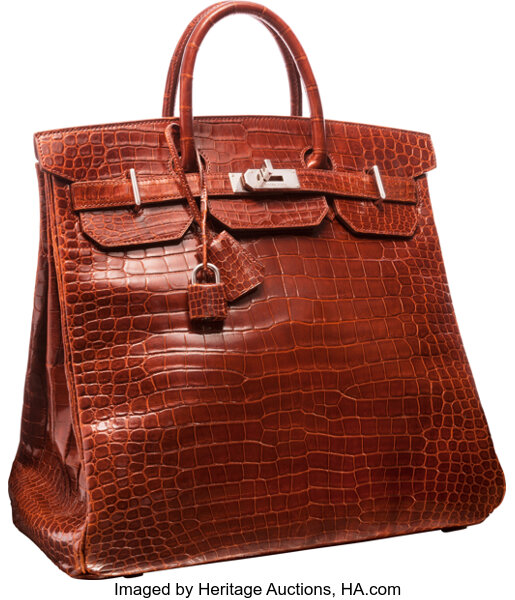 HERMÈS, BLACK BIRKIN 40CM OF SHINY POROSUS CROCODILE WITH PALLADIUM  HARDWARE, Handbags & Accessories, 2020