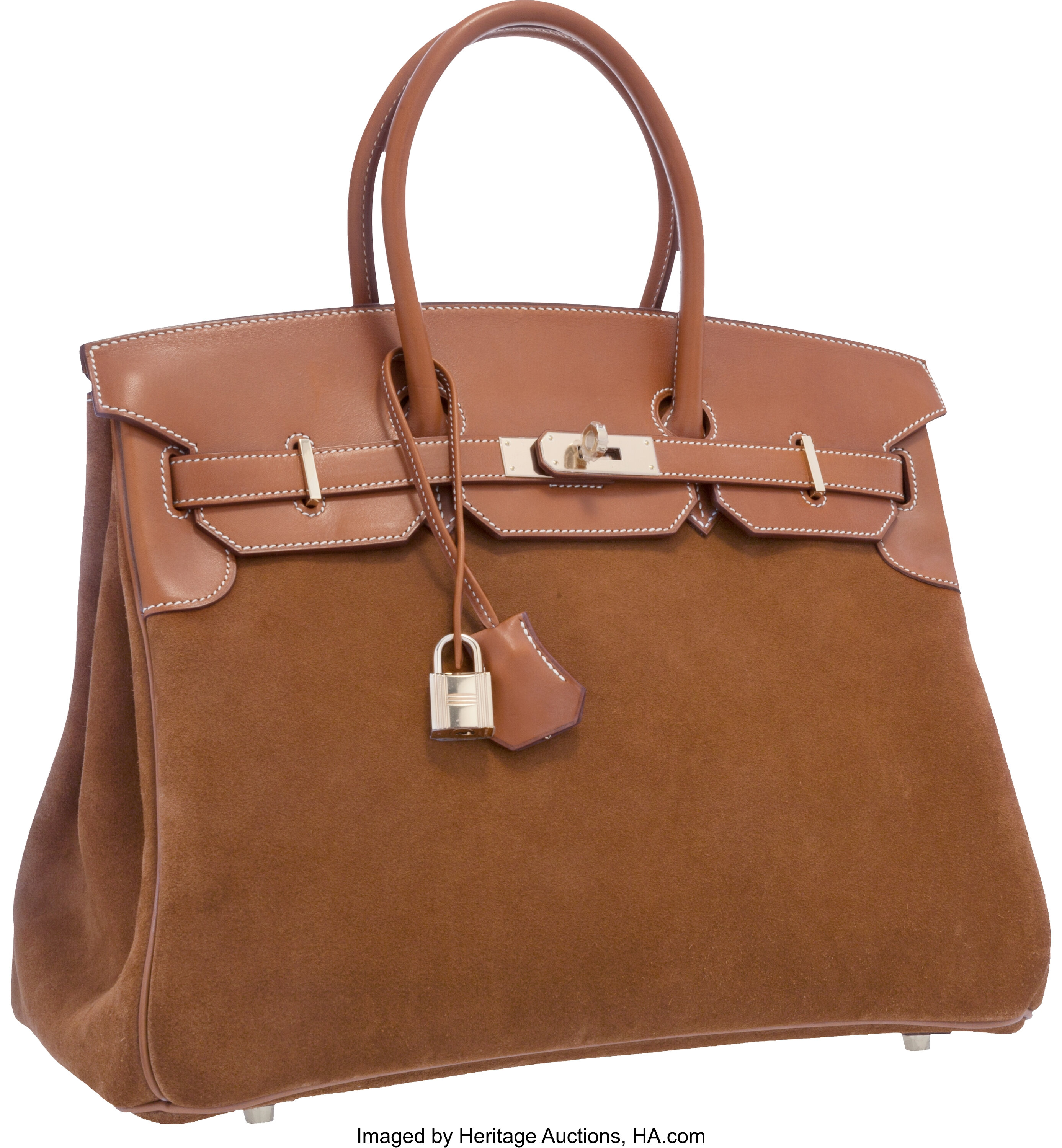 Hermes Limited Edition 35cm Fauve Veau Doblis Suede & Natural