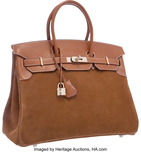 Barenia and Natural Birkin 40 cm in Toile and Barenia Leather with