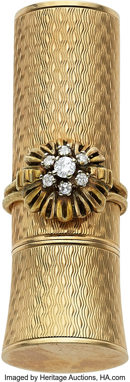 Diamond, Gold Lipstick Case, Cartier.  Estate Jewelry Other, Lot #54717