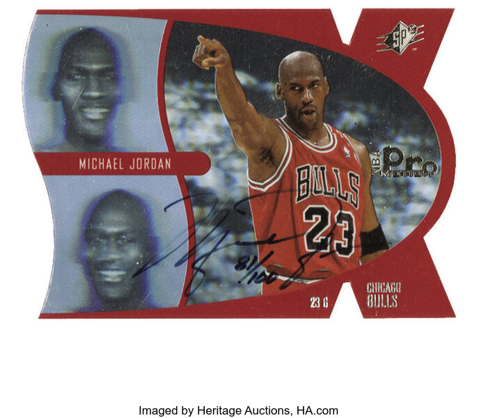 1997 Upper Deck SPx Pro Motion Michael Jordan #1 Signed Card. From