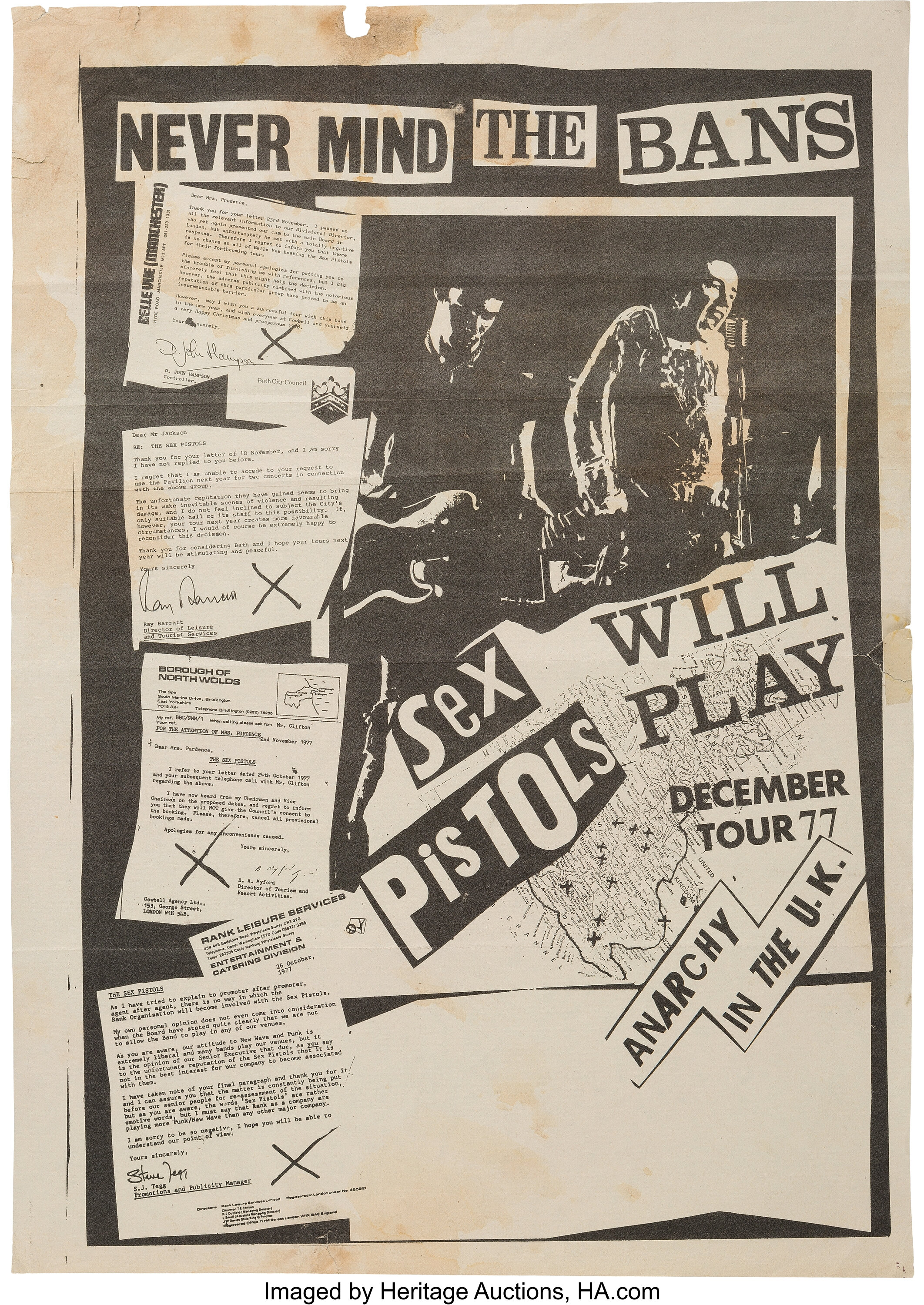 Sex Pistols December 1977 Never Mind The Bans Tour Poster, | Lot #89613 |  Heritage Auctions