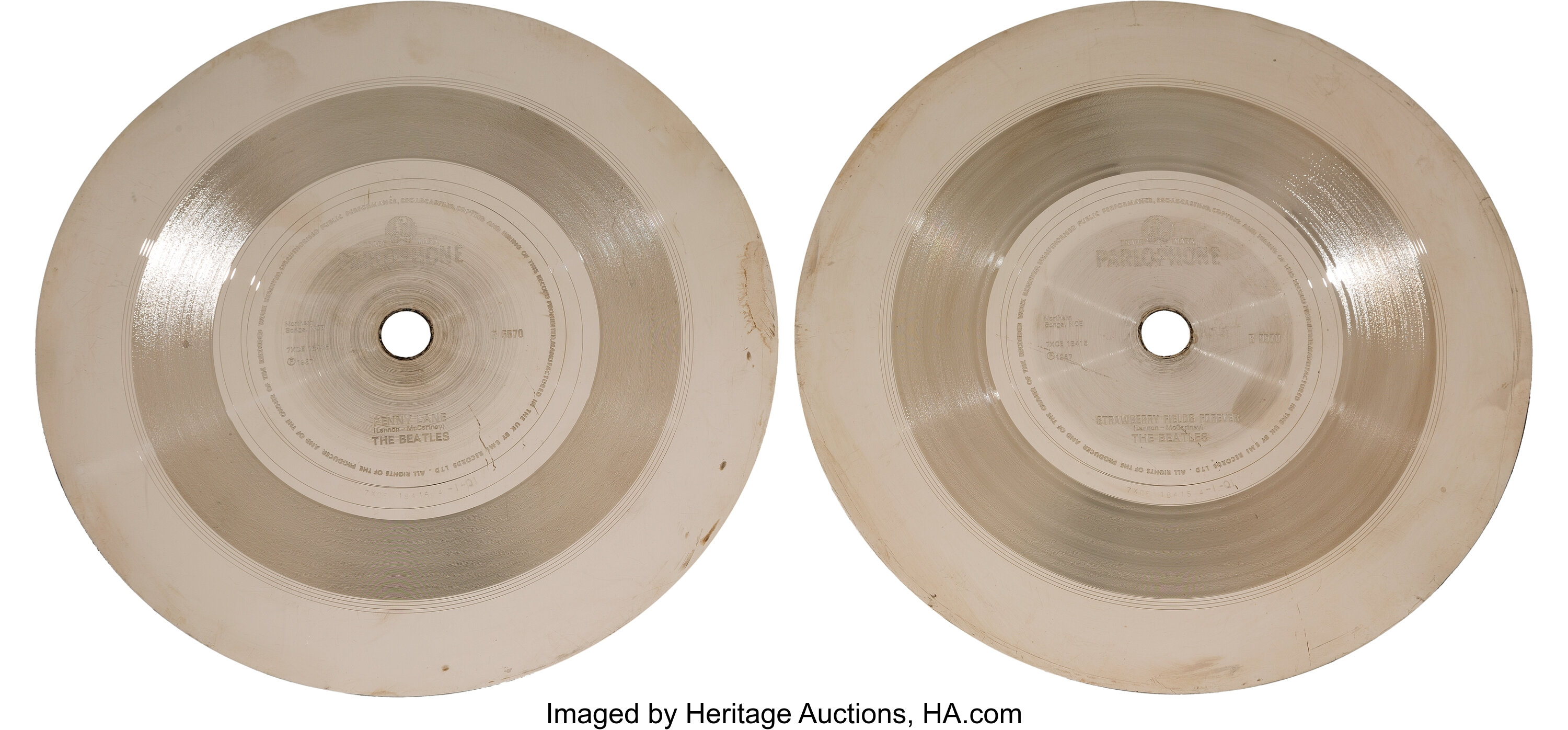 Beatles Strawberry Fields Penny Lane Uk Parlophone Stamper Discs Lot 292 Heritage Auctions