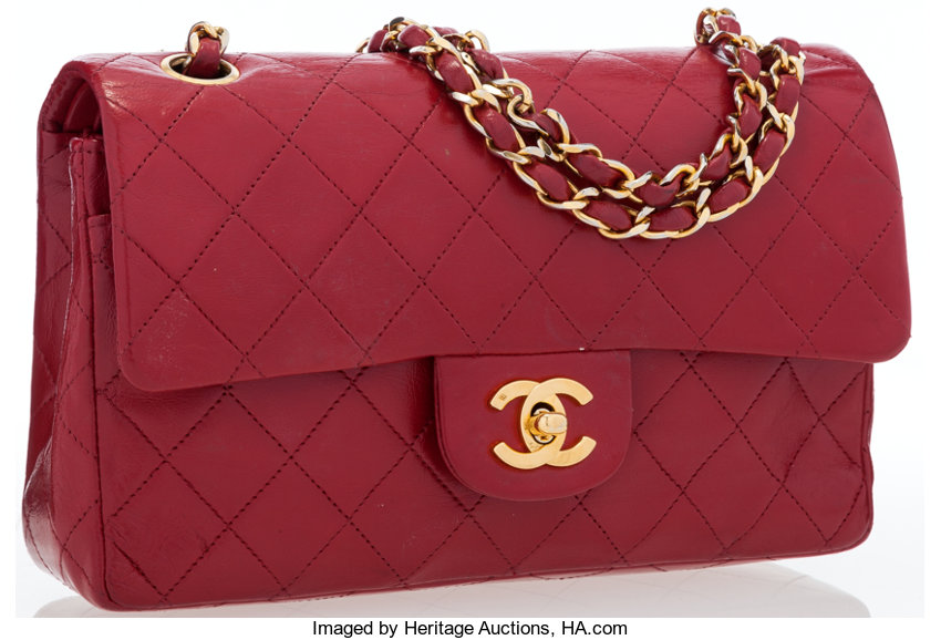 Sold at Auction: Chanel Red Small Classic Double Flap Bag