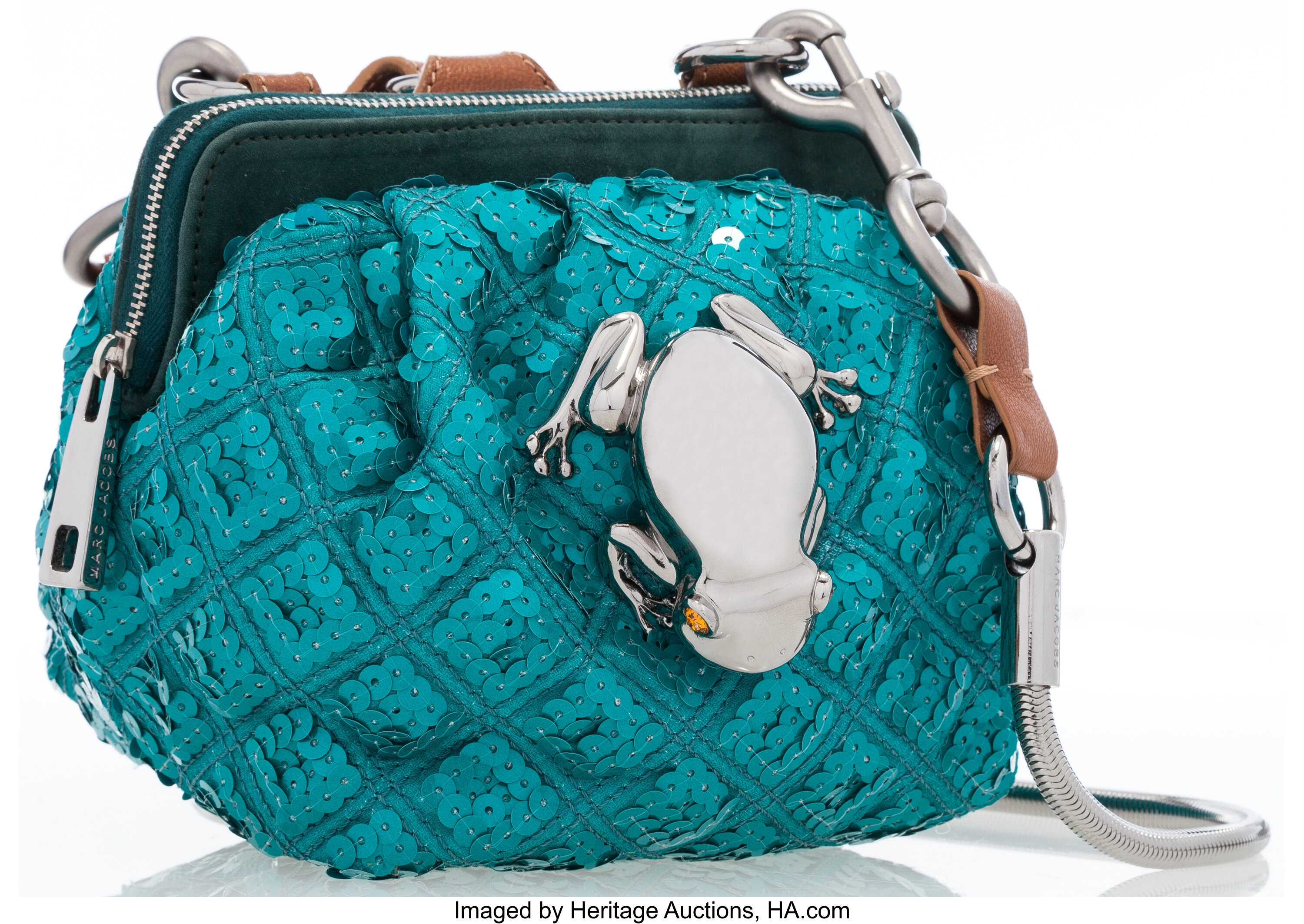 THE J Marc Shoulder Bag in Green Glow, Byzantium, and Ice Blue