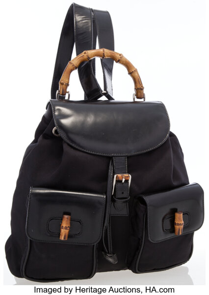 Gucci black hotsell canvas backpack