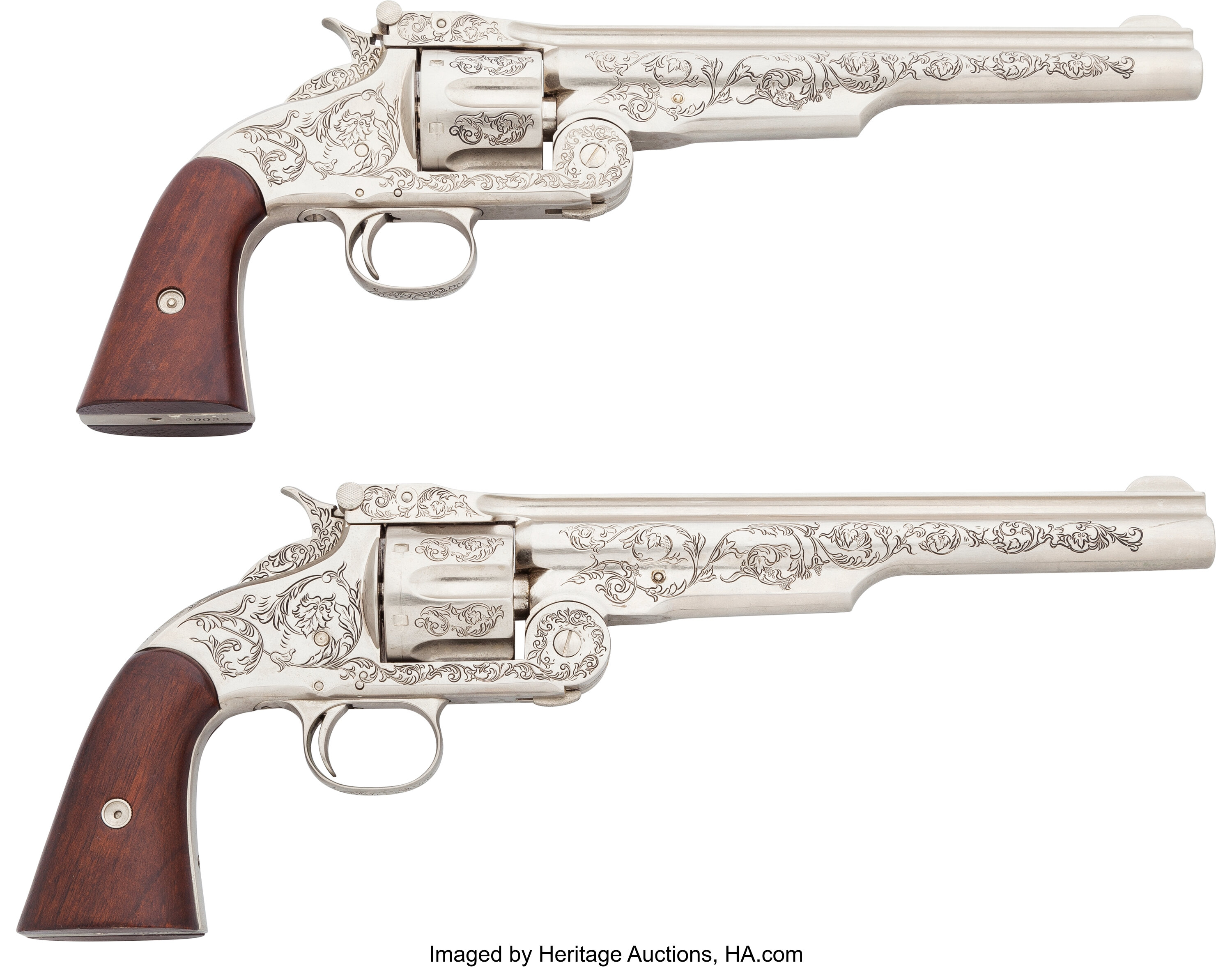 Pair of Non Firing Engraved Copies of Smith and Wesson No. 3 | Lot ...