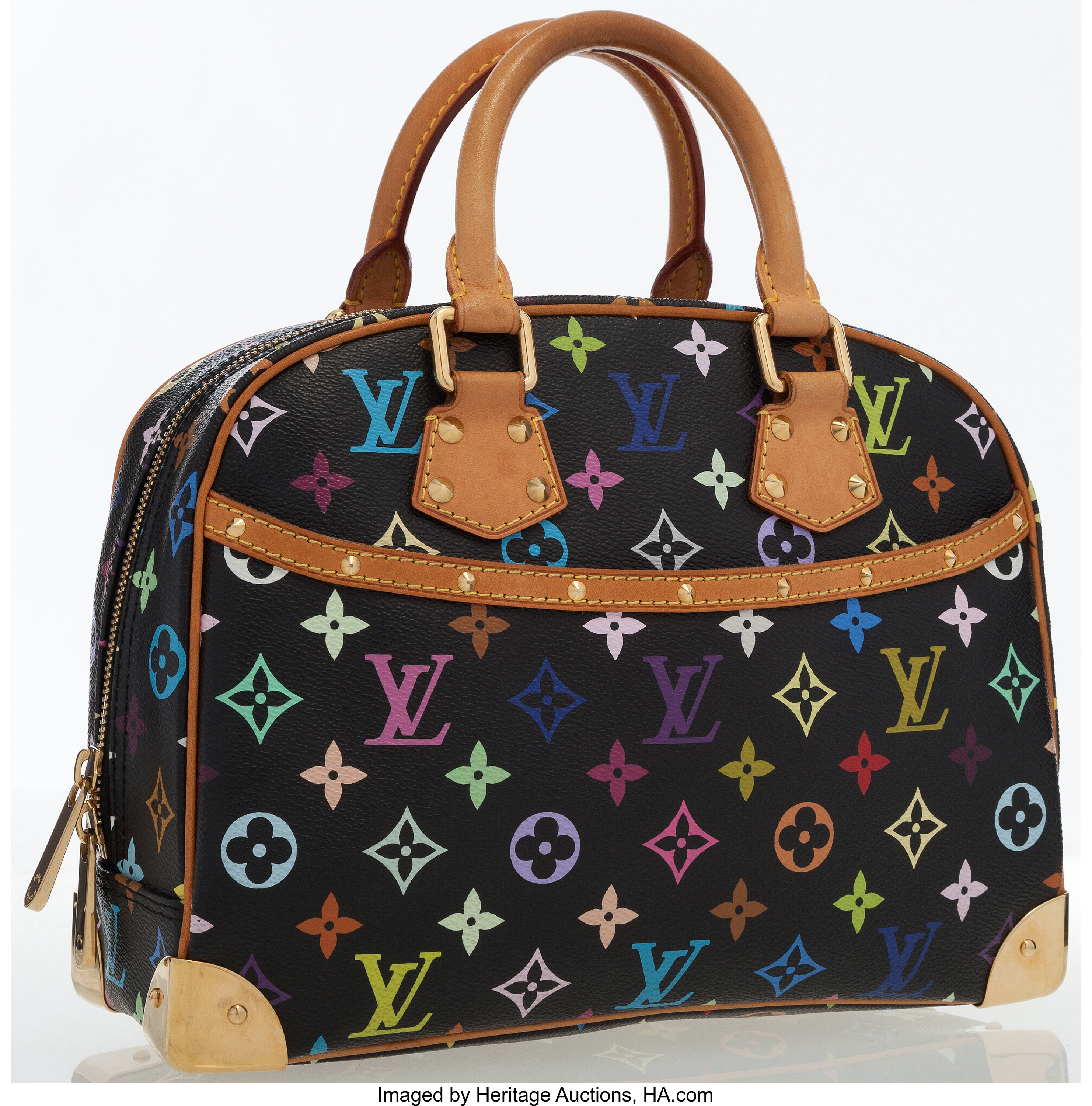LOUIS VUITTON MONOGRAM Multicolor Black Trouville Handbag Bag #5 Rise-on