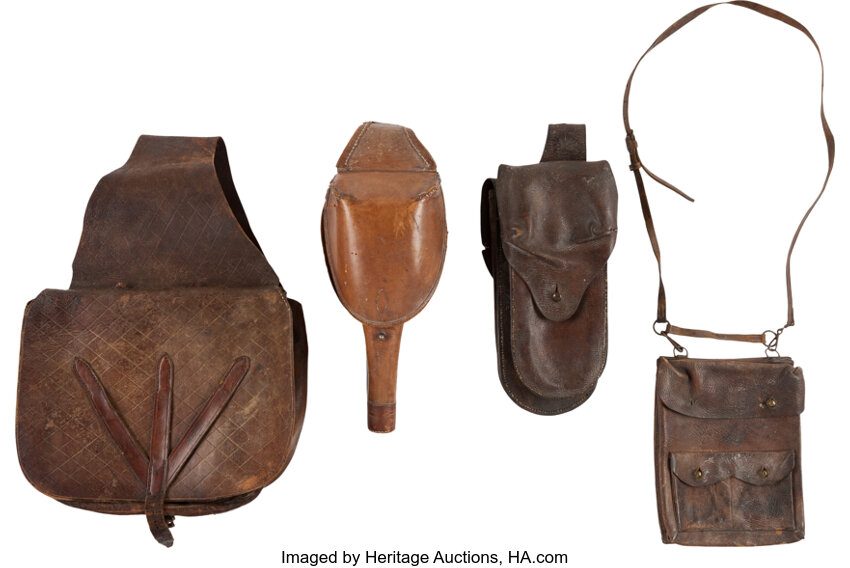 Original 1800s Old West Antique Leather Western Cowboy Saddle Bags 19th  Century