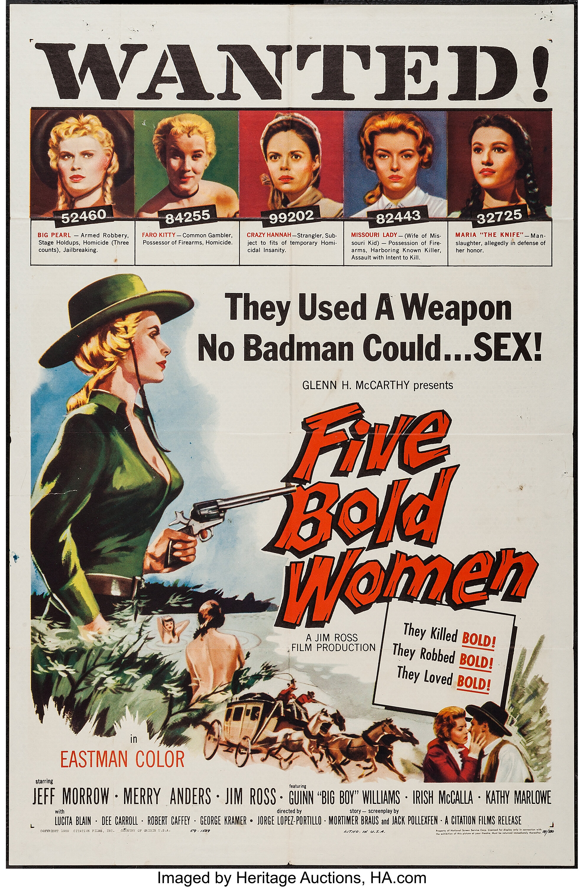 Five Bold Women Citation Films 1959 One Sheet 27 X 41 Lot Heritage Auctions