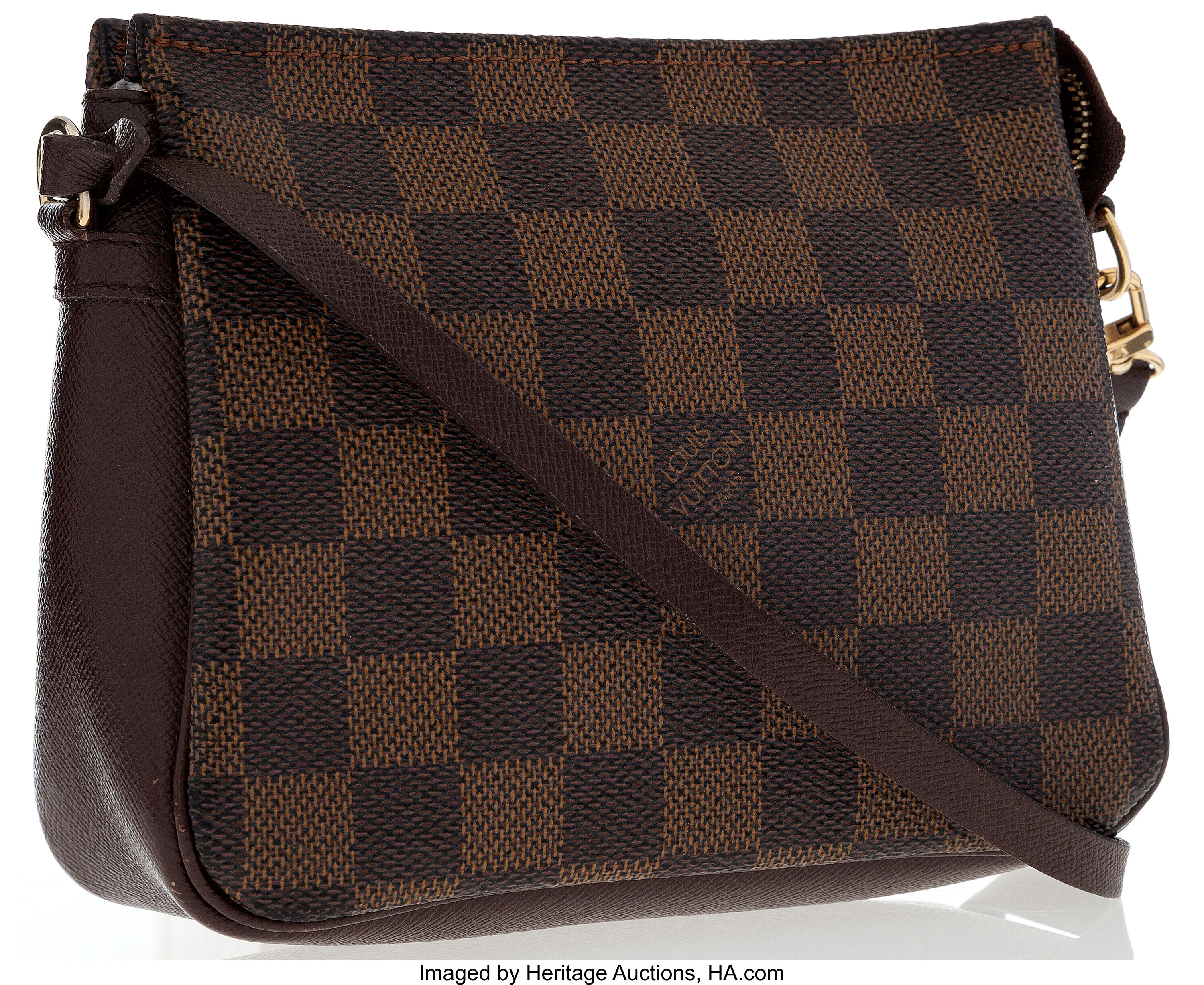 Louis Vuitton Damier Ebene Canvas Trousse Pochette Bag.  Luxury, Lot  #19030