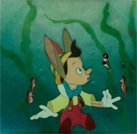 Pinocchio Underwater Production Cel and Courvoisier Background | Lot ...