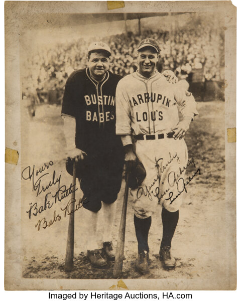 1927-28 Babe Ruth & Lou Gehrig Dual-Signed Barnstorming Photograph,, Lot  #81121