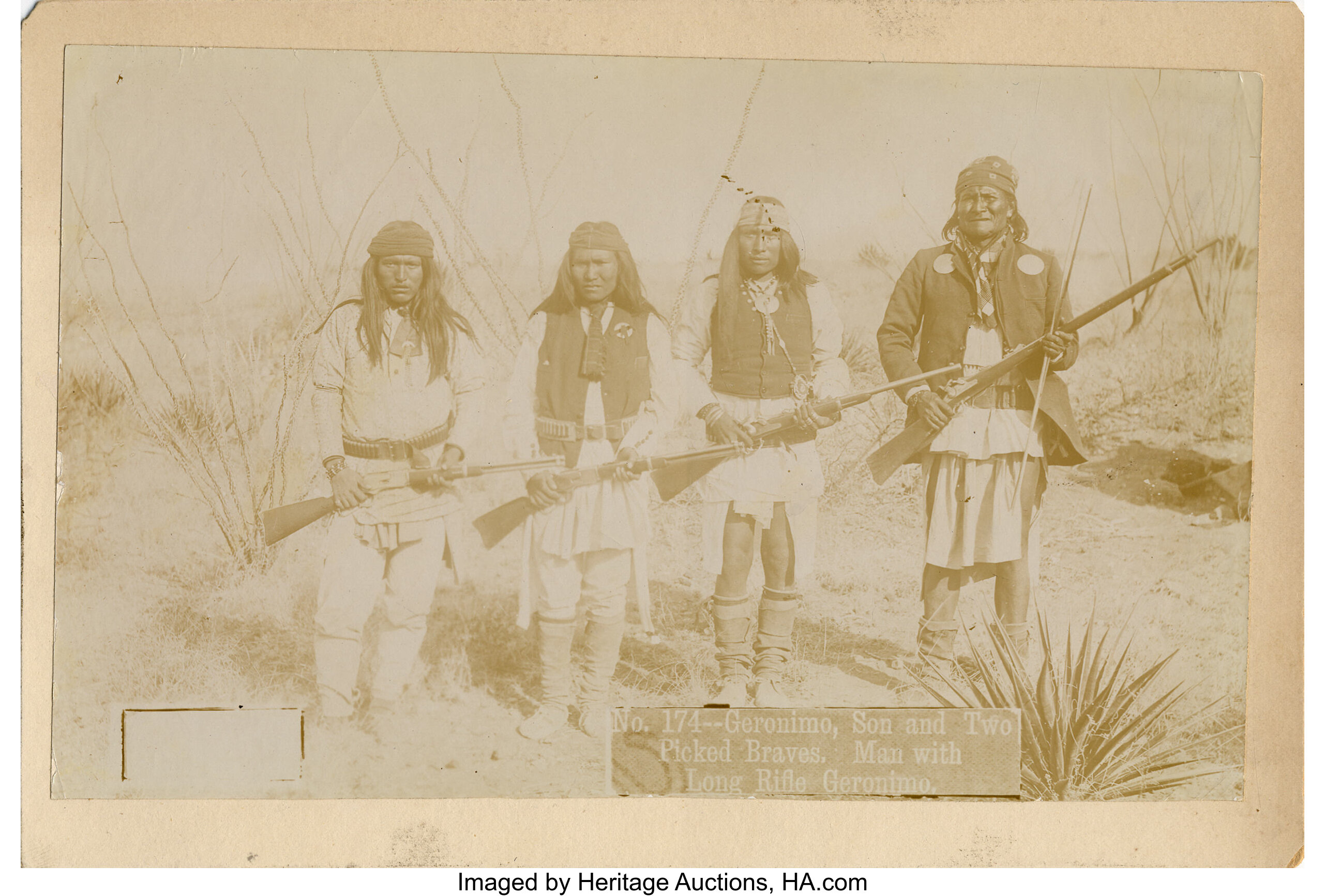 Geronimo With Son Apache Braves Two Cabinet Cards Ca 16 Lot 798 Heritage Auctions