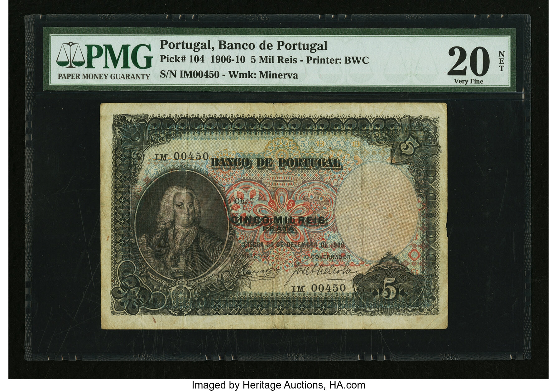 Portugal Banco de Portugal 5 Mil Reis 30.12.1909 Pick 104