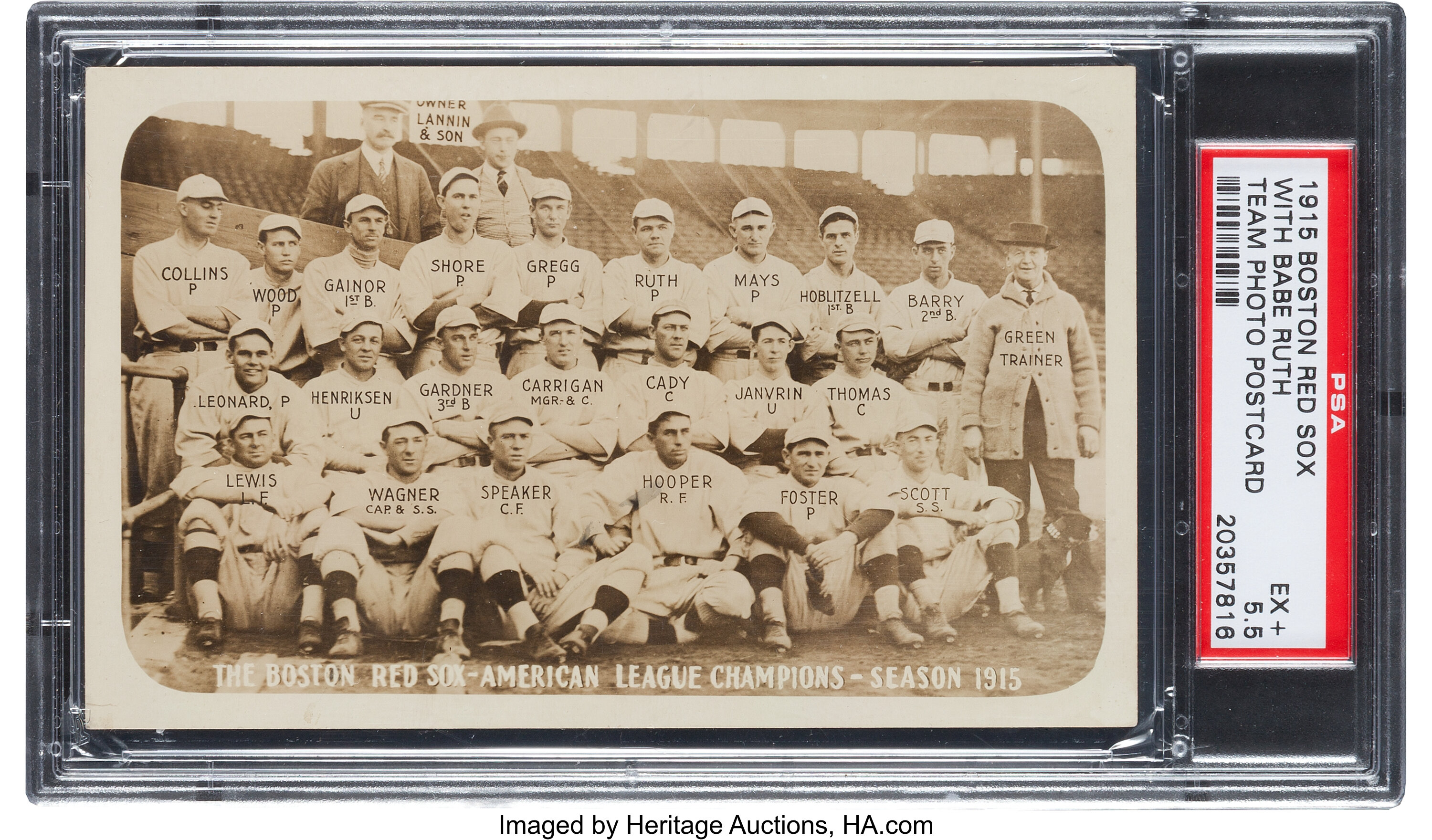 1915 Boston Red Sox Babe Ruth Real Photo Postcard PSA Lot #80106 | Heritage Auctions