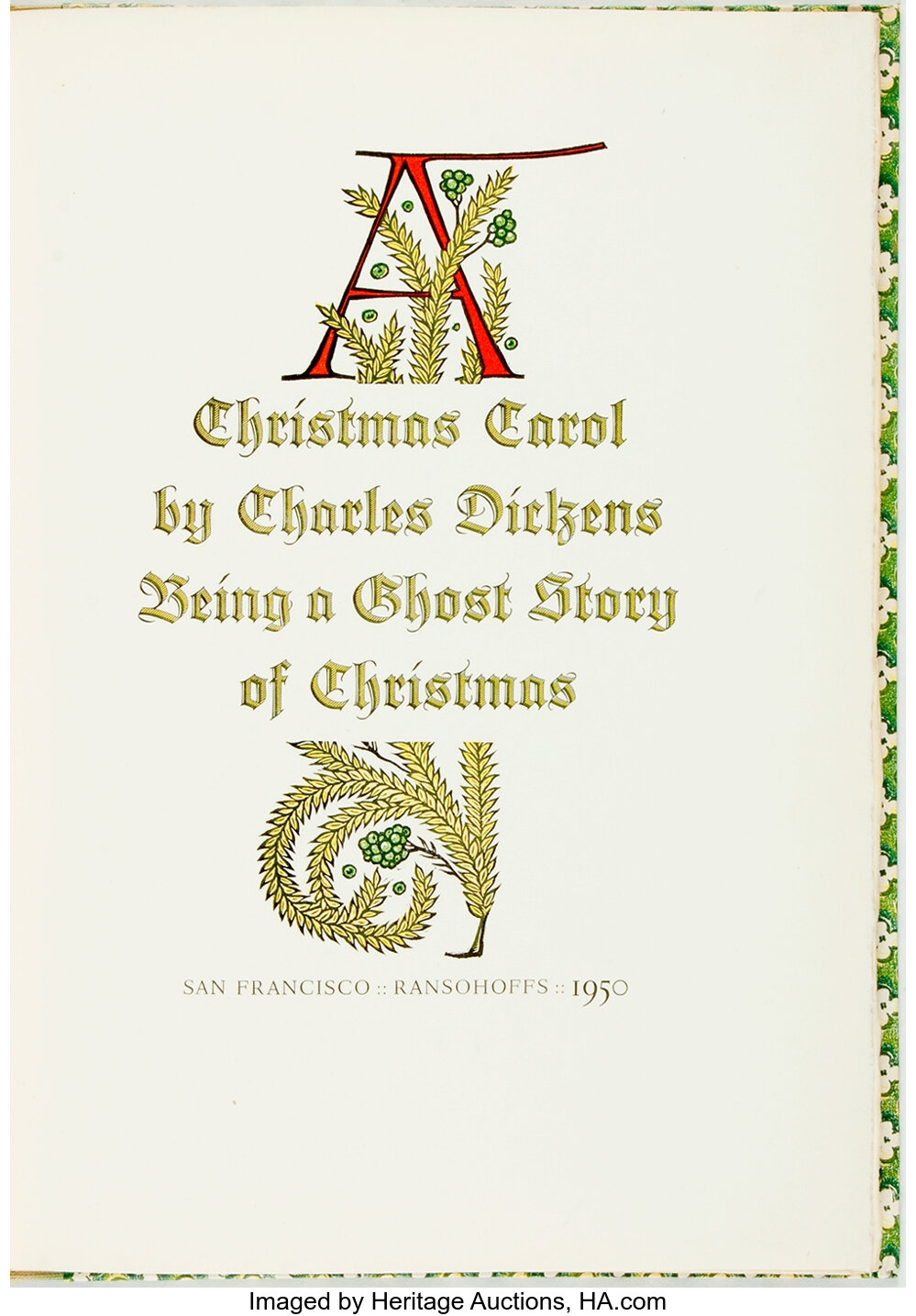 [Grabhorn Press]. Charles Dickens. A Christmas Carol. San Lot 93016