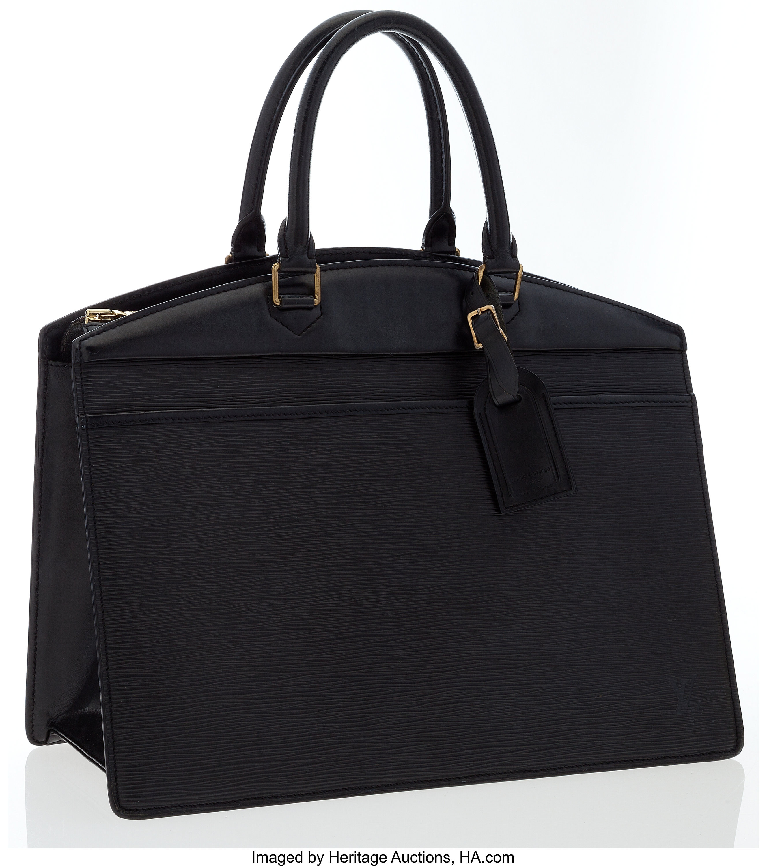 Louis Vuitton Black EPI Leather Noir Riviera Vanity Tote Bag W Luggage Tag 33lvs121