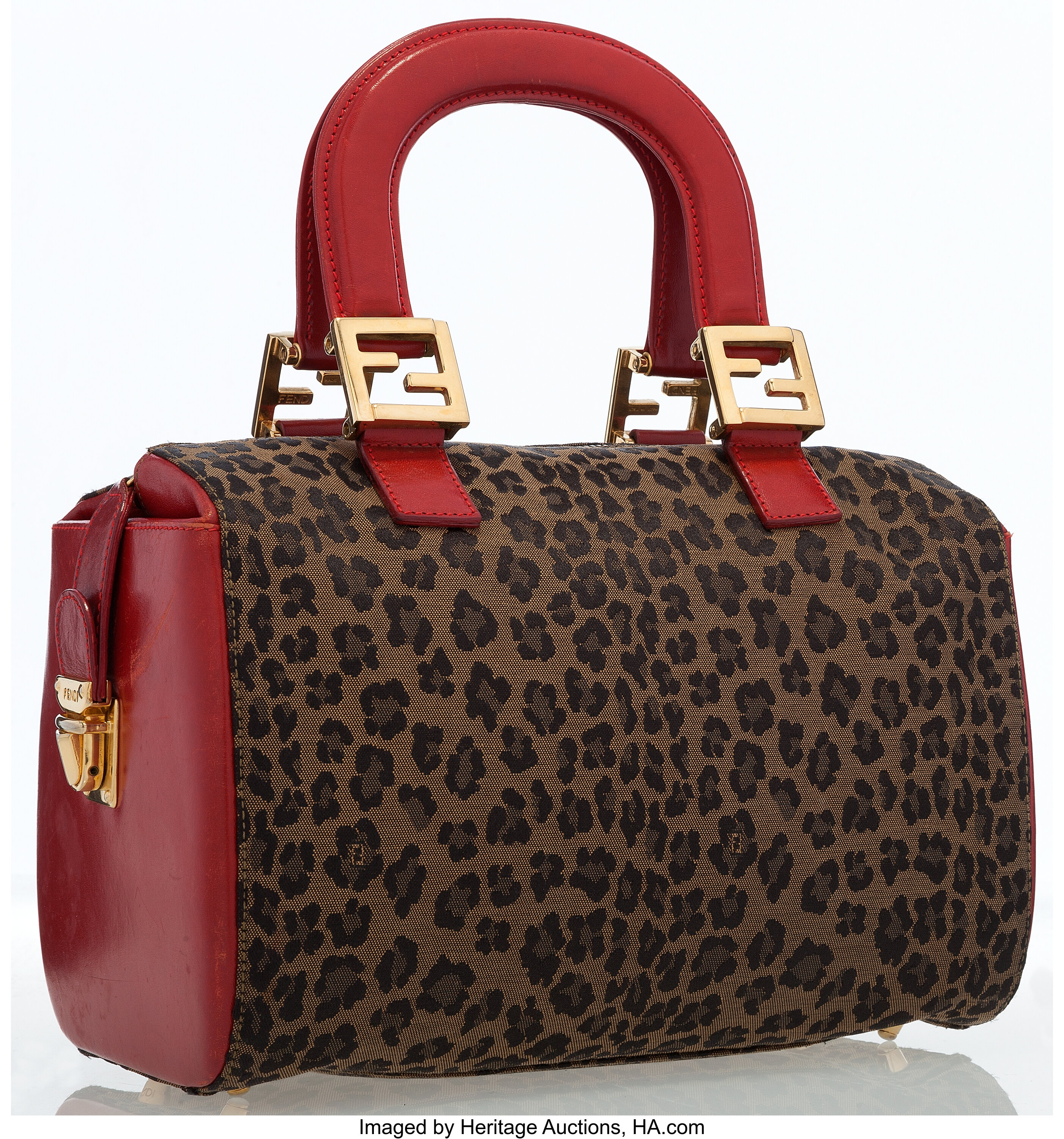 Dolce & Gabbana - Leopard Print Canvas Small Boston Bag Brown