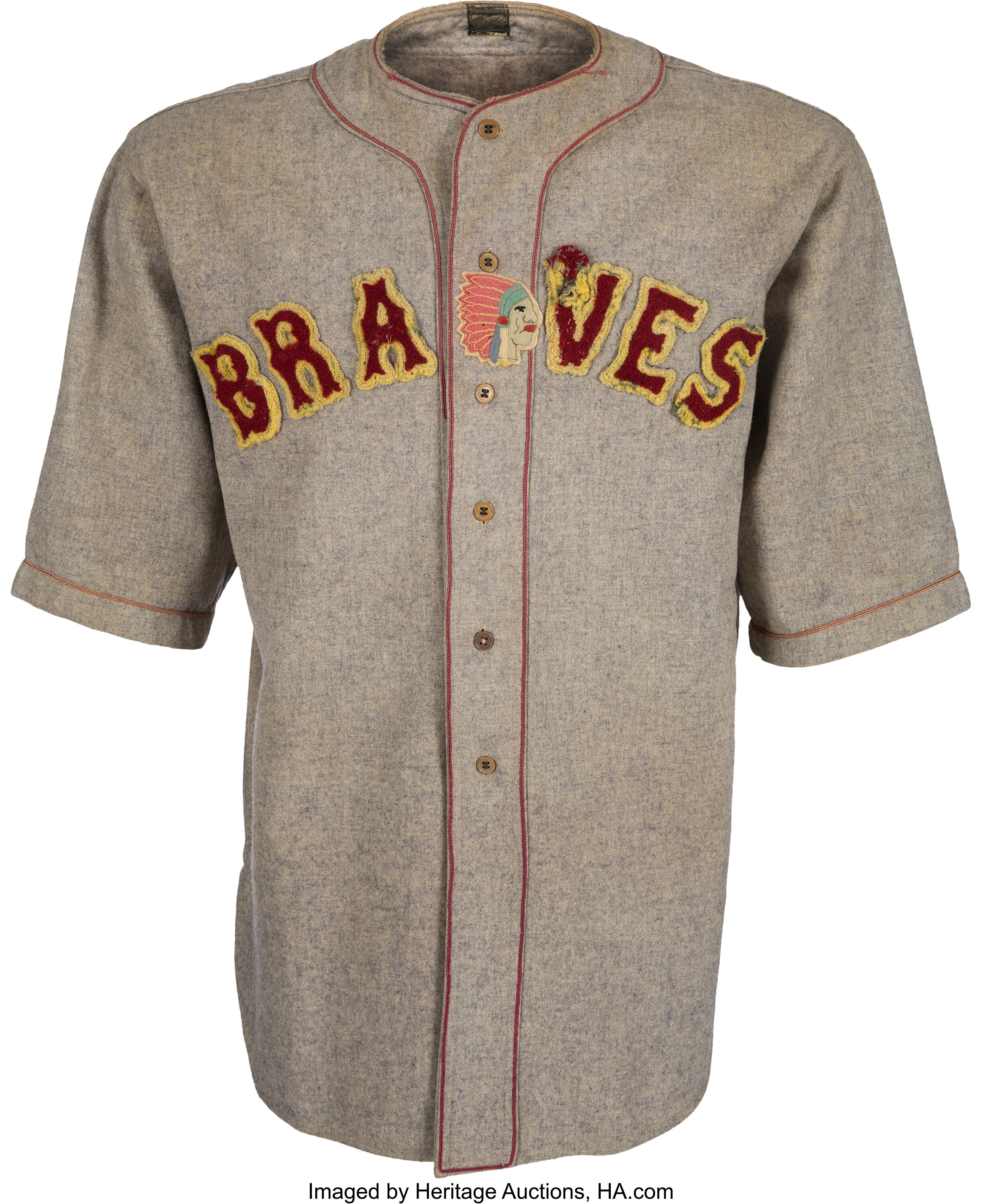 1929 Boston Braves Game Worn Jersey with Rare Indian Head Patch., Lot  #80112