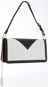 Christian Dior Diorling Medium Leather Shoulder Bag White/Black