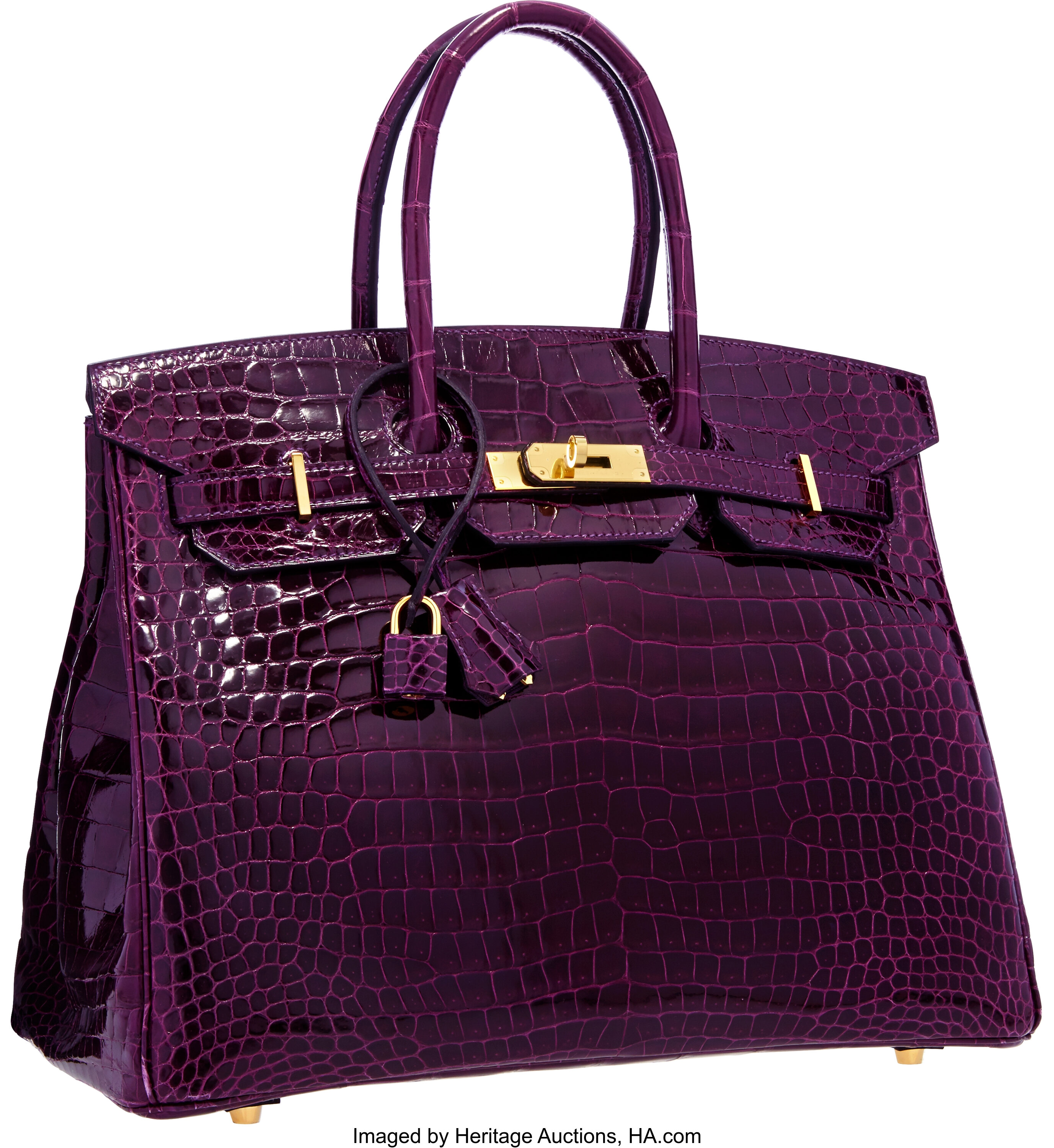 Hermes Amethyst Porosus Crocodile Kelly Cut Clutch Hermes