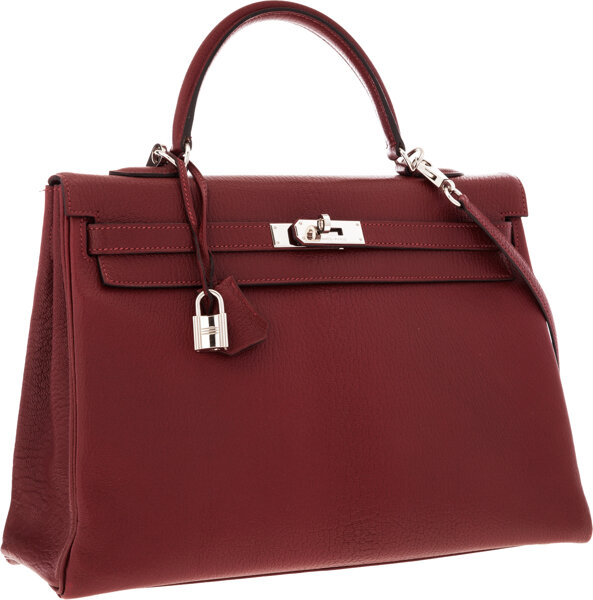 Sold at Auction: Hermes Rouge Garance Red Birkin Bag 35 cm Purse Handbag w/  Box