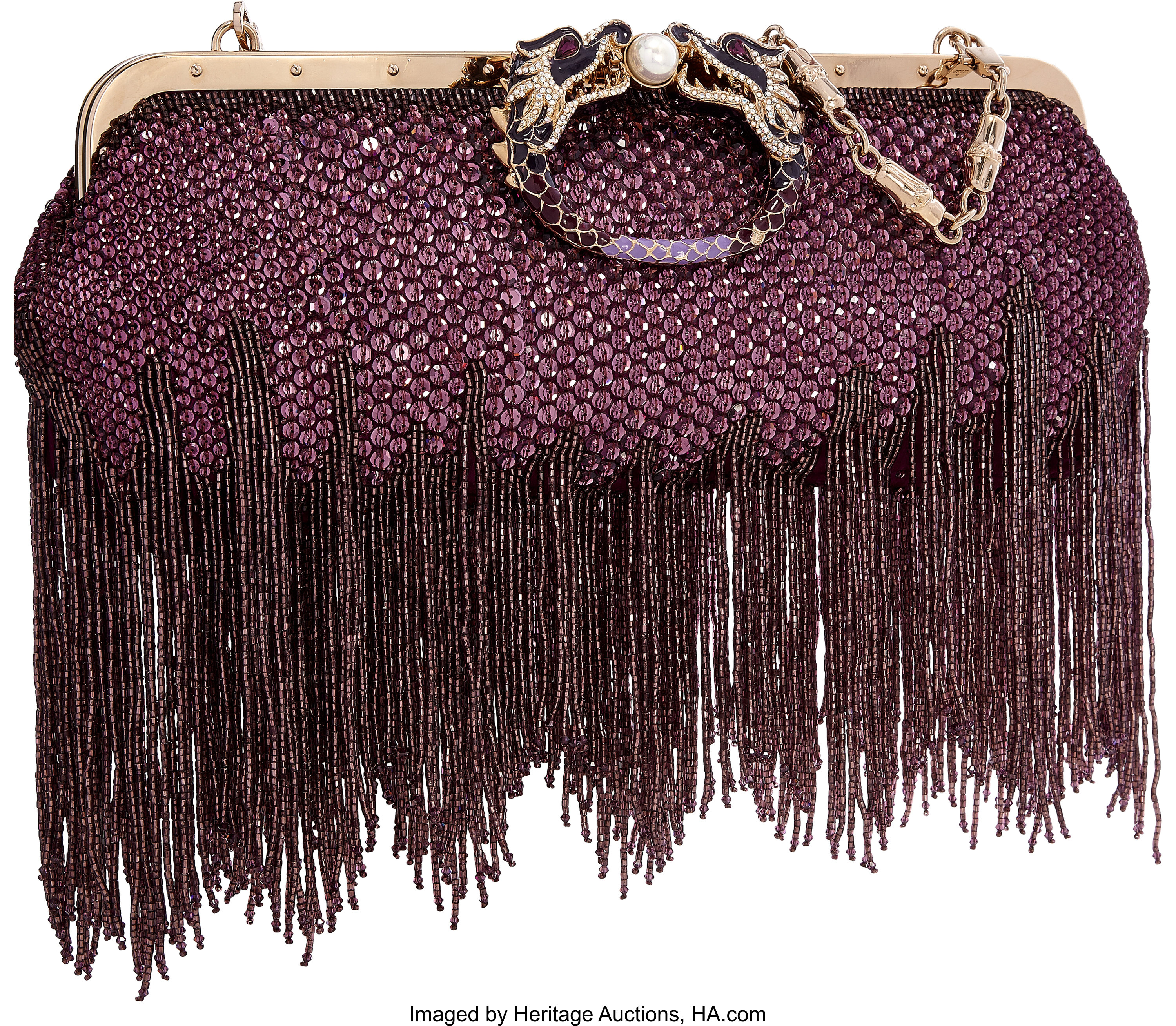 TOM FORD Sequin Large Zip Detail Clutch Bag With Paper clip Chain