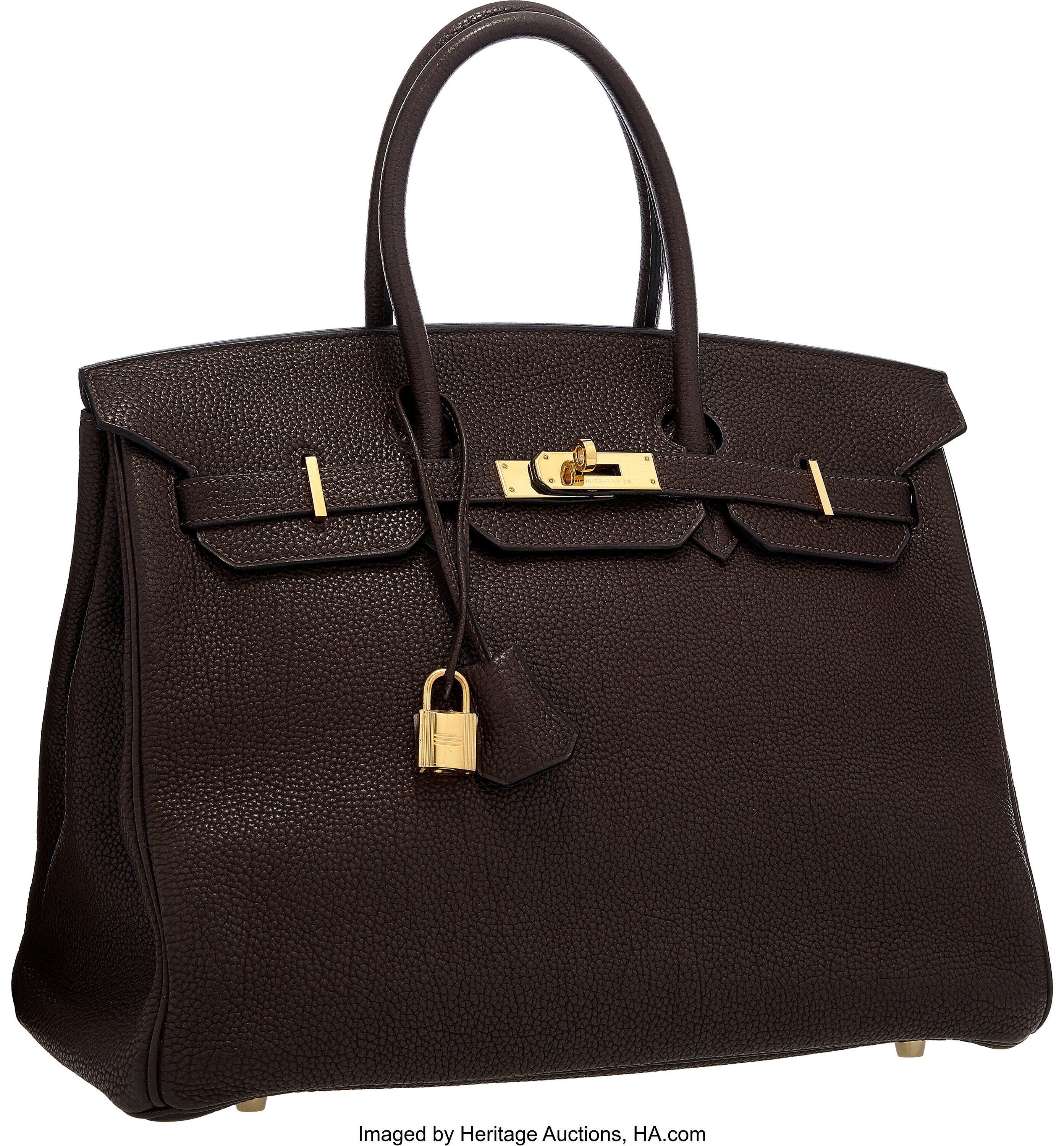 HERMÈS, CHOCOLATE BIRKIN 35CM OF TOGO LEATHER WITH GOLD HARDWARE, Handbags & Accessories, 2020