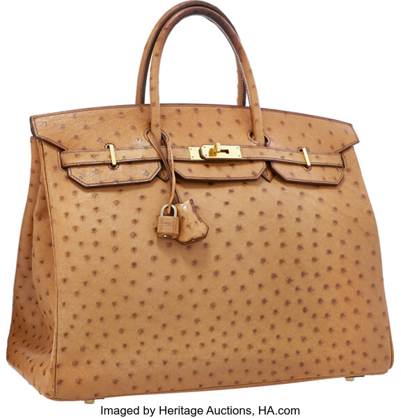 Hermes Birkin Bag Ostrich Leather Gold Hardware In Brown