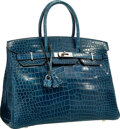 Hermes 30cm Blue Paradis Togo Leather Birkin Bag with Palladium, Lot  #58013