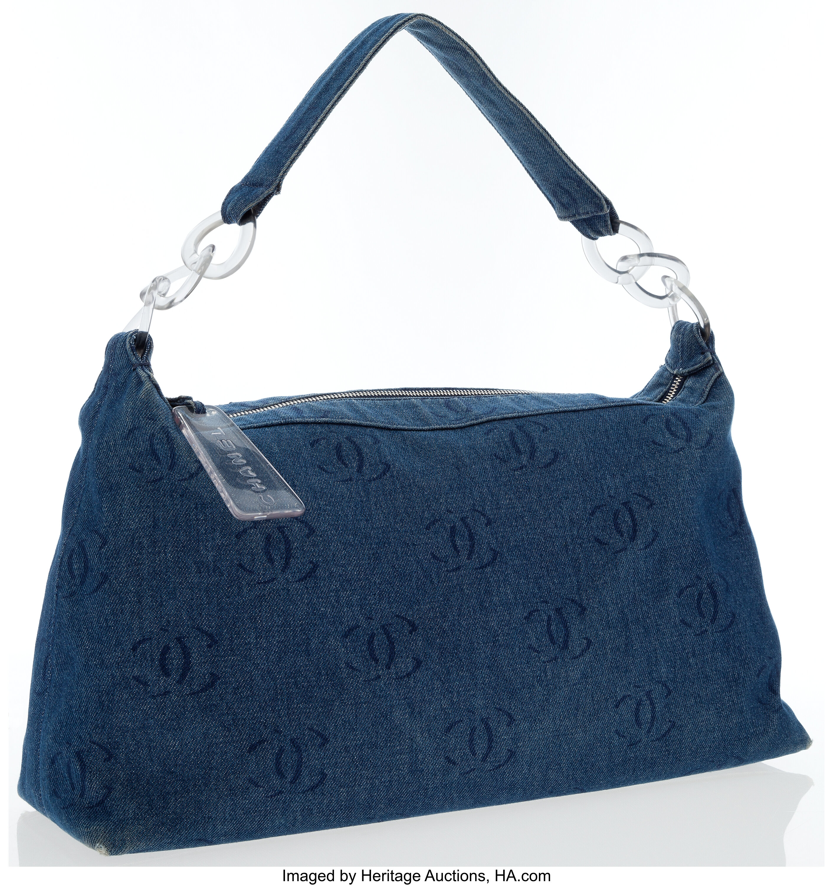 Chanel Blue Monogram Denim Hobo Bag.  Luxury Accessories Bags
