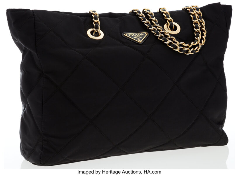 Prada Black Quilted Tessuto Canvas Tote Bag.  Luxury Accessories, Lot  #20077