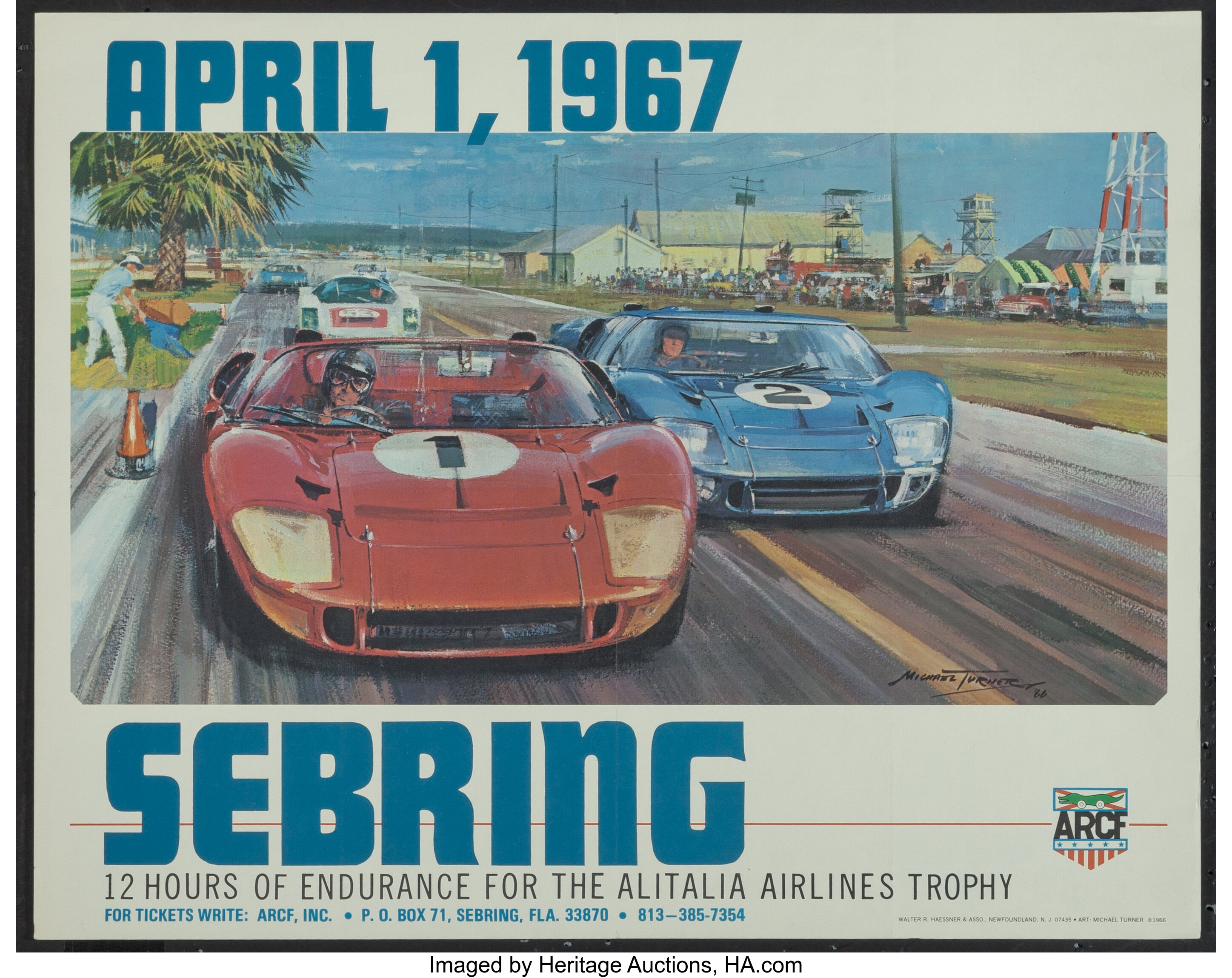 1967 SEBRING ORIGINAL EVENT ADVERTISING POSTER . Turner, Michael, Lot