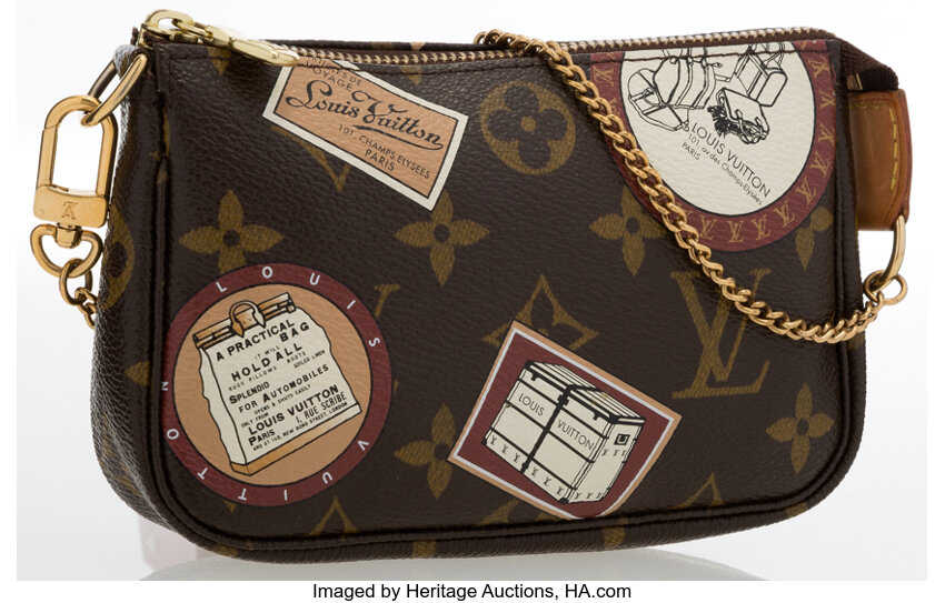 Louis Vuitton Classic Monogram Canvas Mini Pochette Bag.  Luxury, Lot  #77023