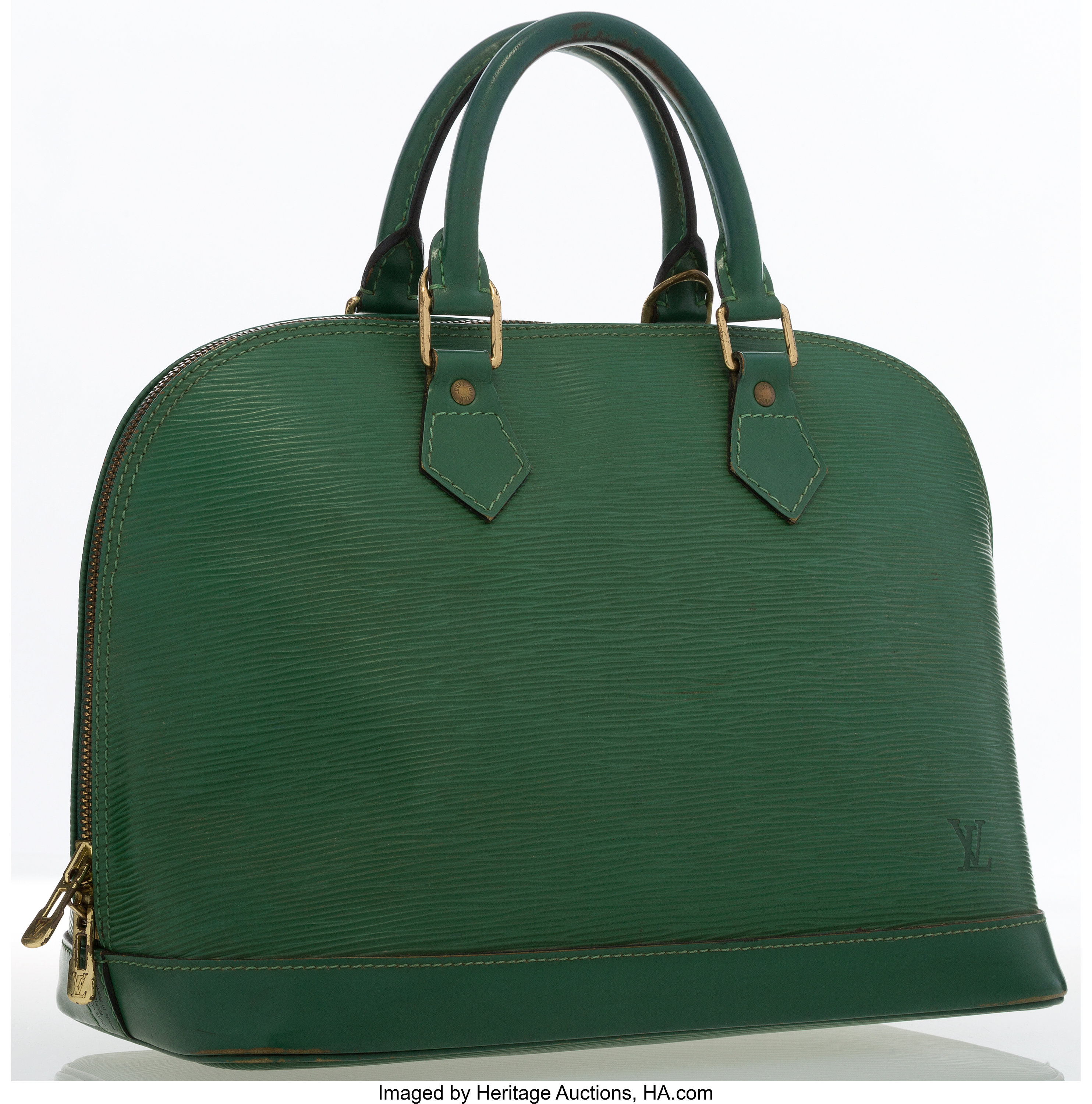 Vintage Louis Vuitton Alma Green Epi Leather Handbag