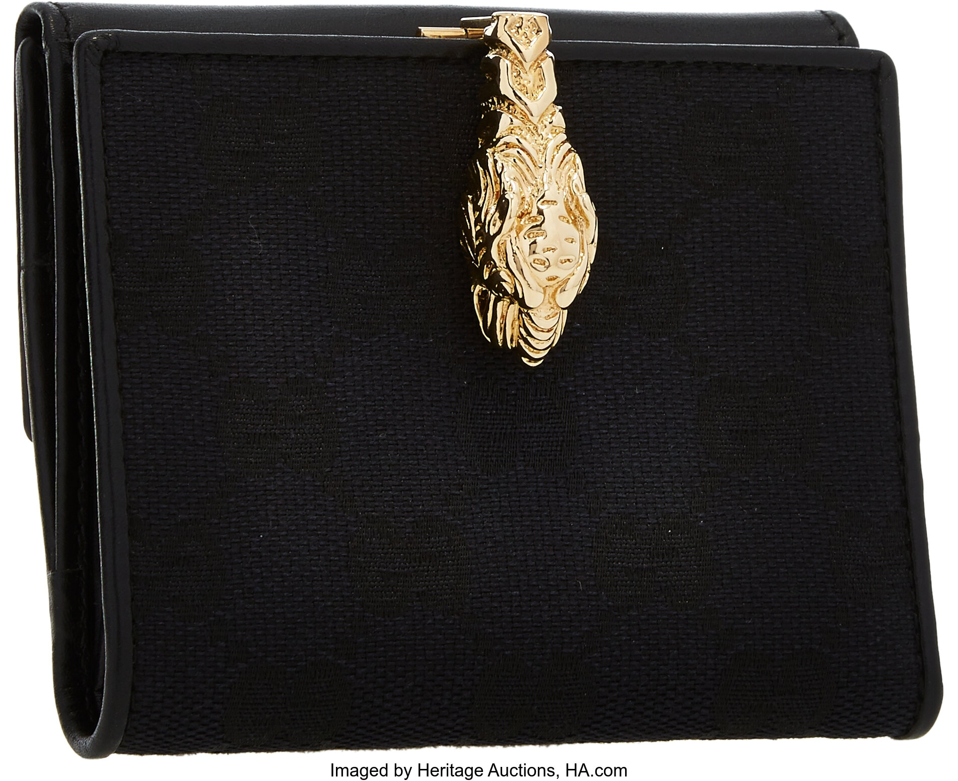 Gucci Black & Monogram Trifold Wallet with Gold | Lot | Heritage Auctions