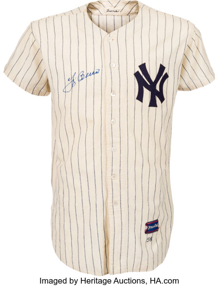 Yogi Berra Signed Jersey. Exceptional display places a beautiful, Lot  #64111