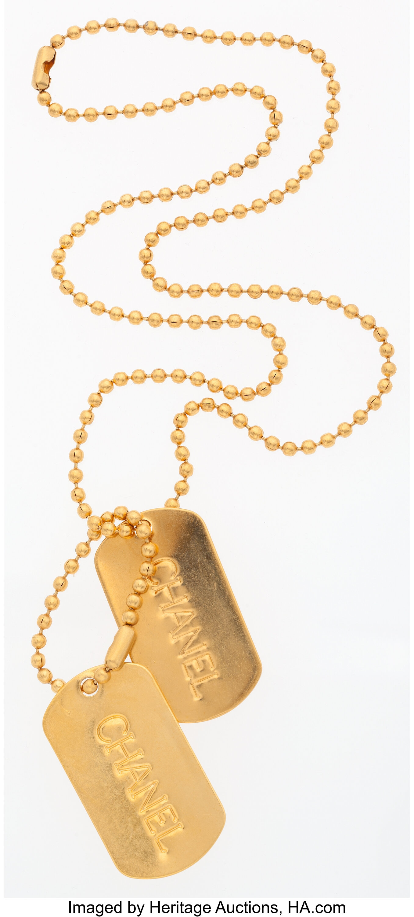 Gold Metal Dog Tag Necklace, 1993, Handbags & Accessories, The Chanel  Collection, 2022