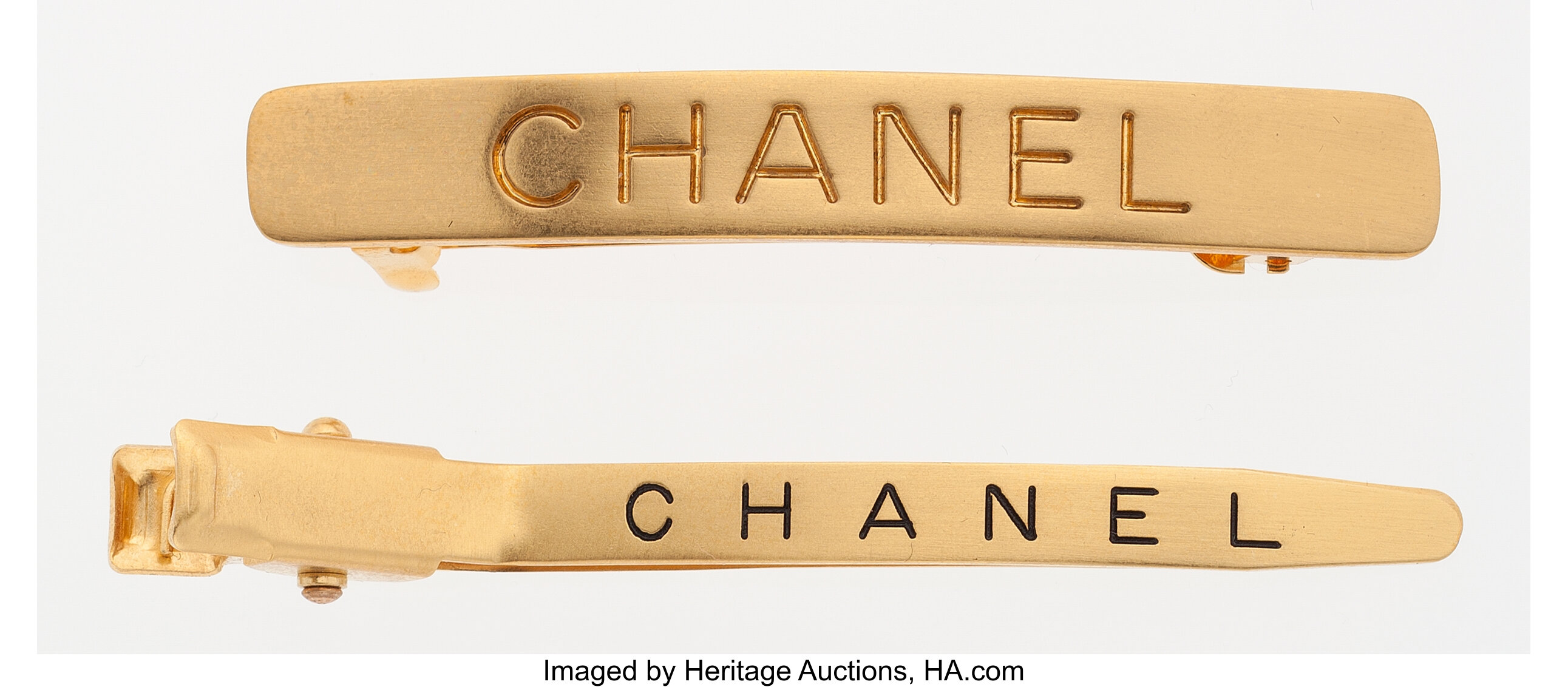 Chanel Set of Two; Gold Hair Barrette & Clip .  Luxury