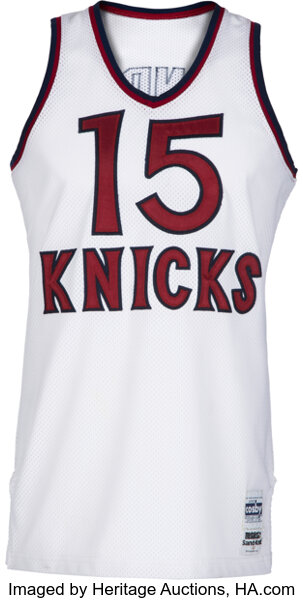 15 EARL MONROE New York Knicks NBA Guard White Throwback Jersey