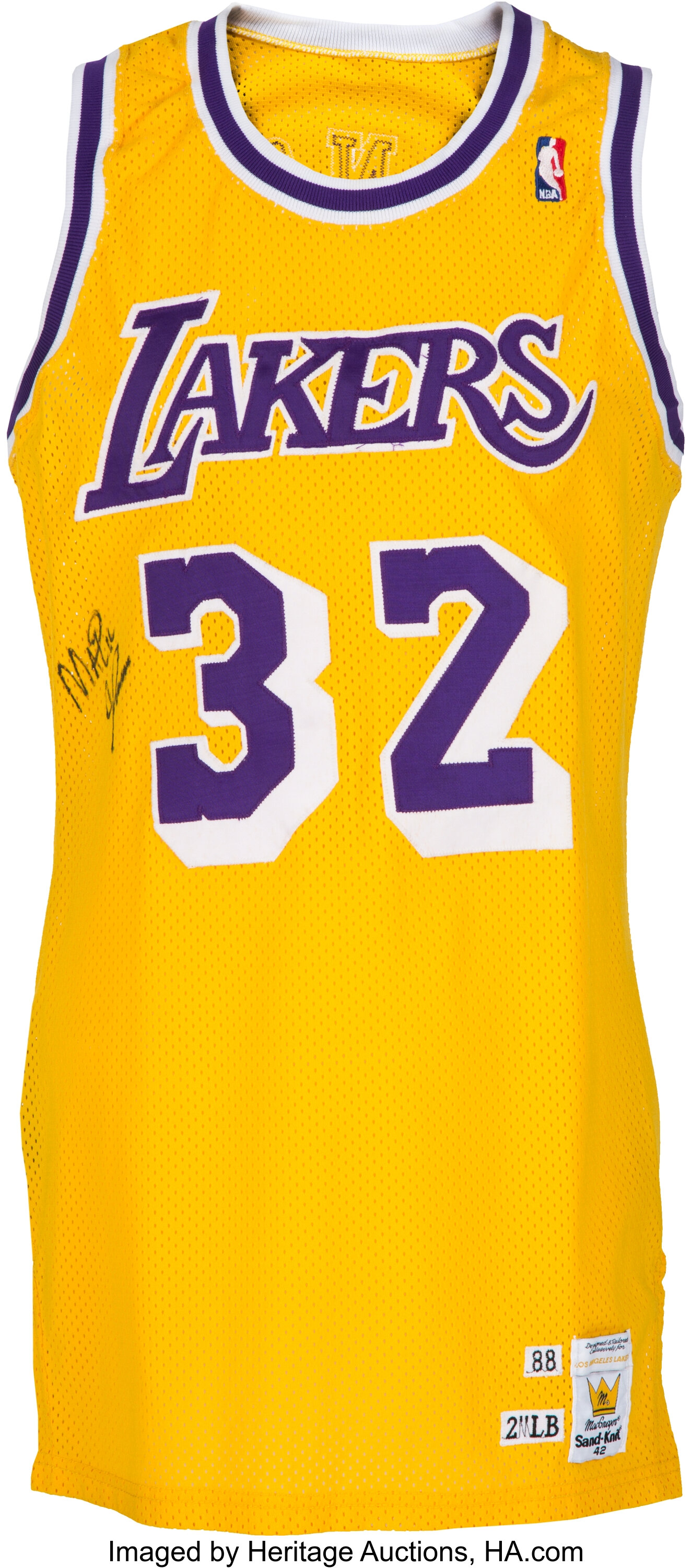 SIGNED Magic Johnson Authentic White Lakers Jersey - Media Collectibles